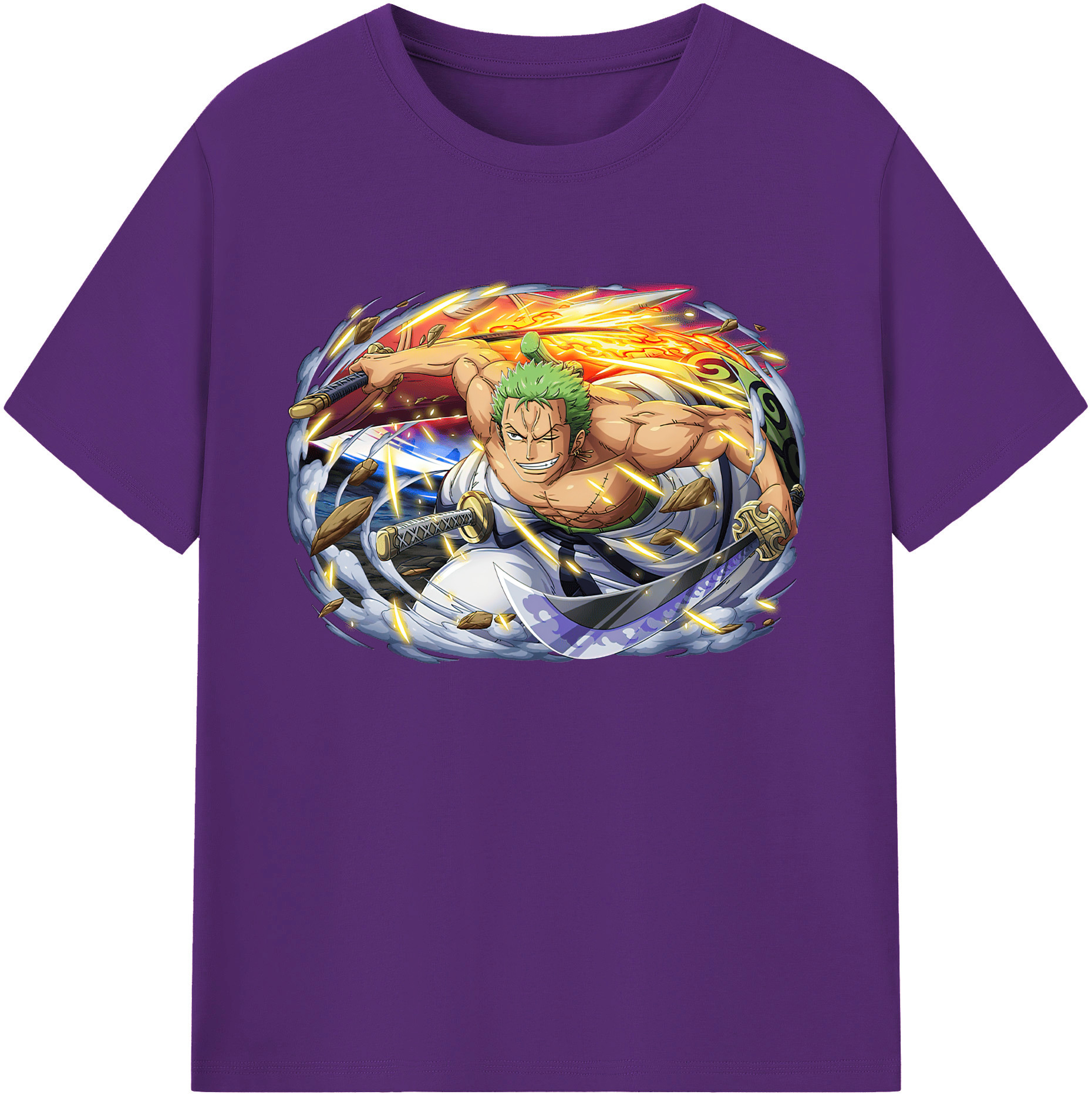 ワンピース ロロノア・ゾロ ONE PIECE Roronoa Zoro 綿100％ メンズ半袖Tシャツ｜肌触りやわらか＆通気性