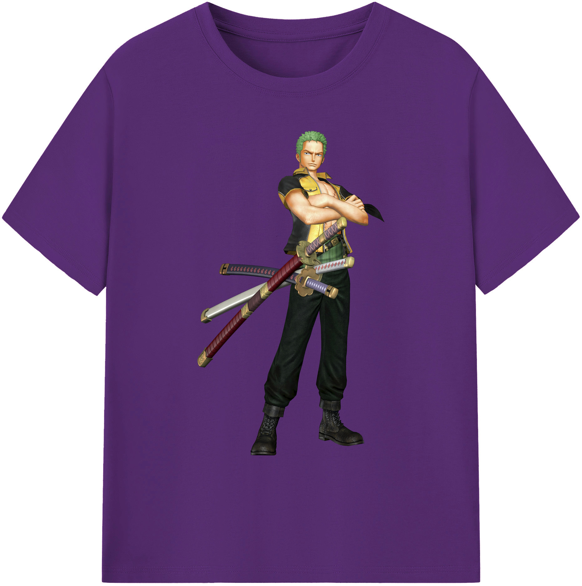 ワンピース ロロノア・ゾロ ONE PIECE Roronoa Zoro 綿100％ メンズ半袖Tシャツ｜肌触りやわらか＆通気性