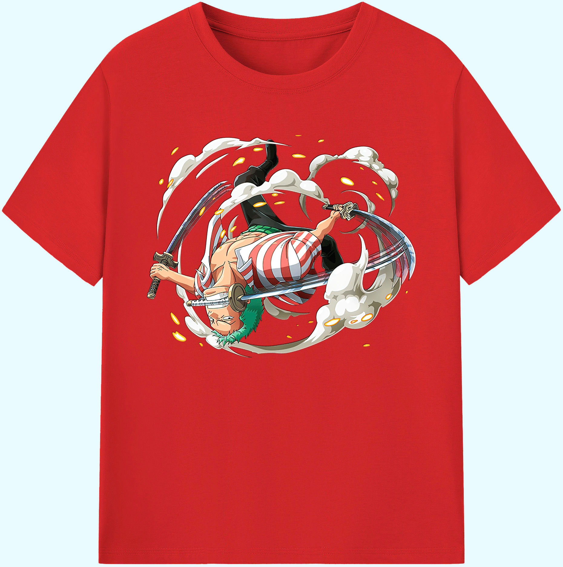 ワンピース ロロノア・ゾロ ONE PIECE Roronoa Zoro 綿100％ メンズ半袖Tシャツ｜肌触りやわらか＆通気性