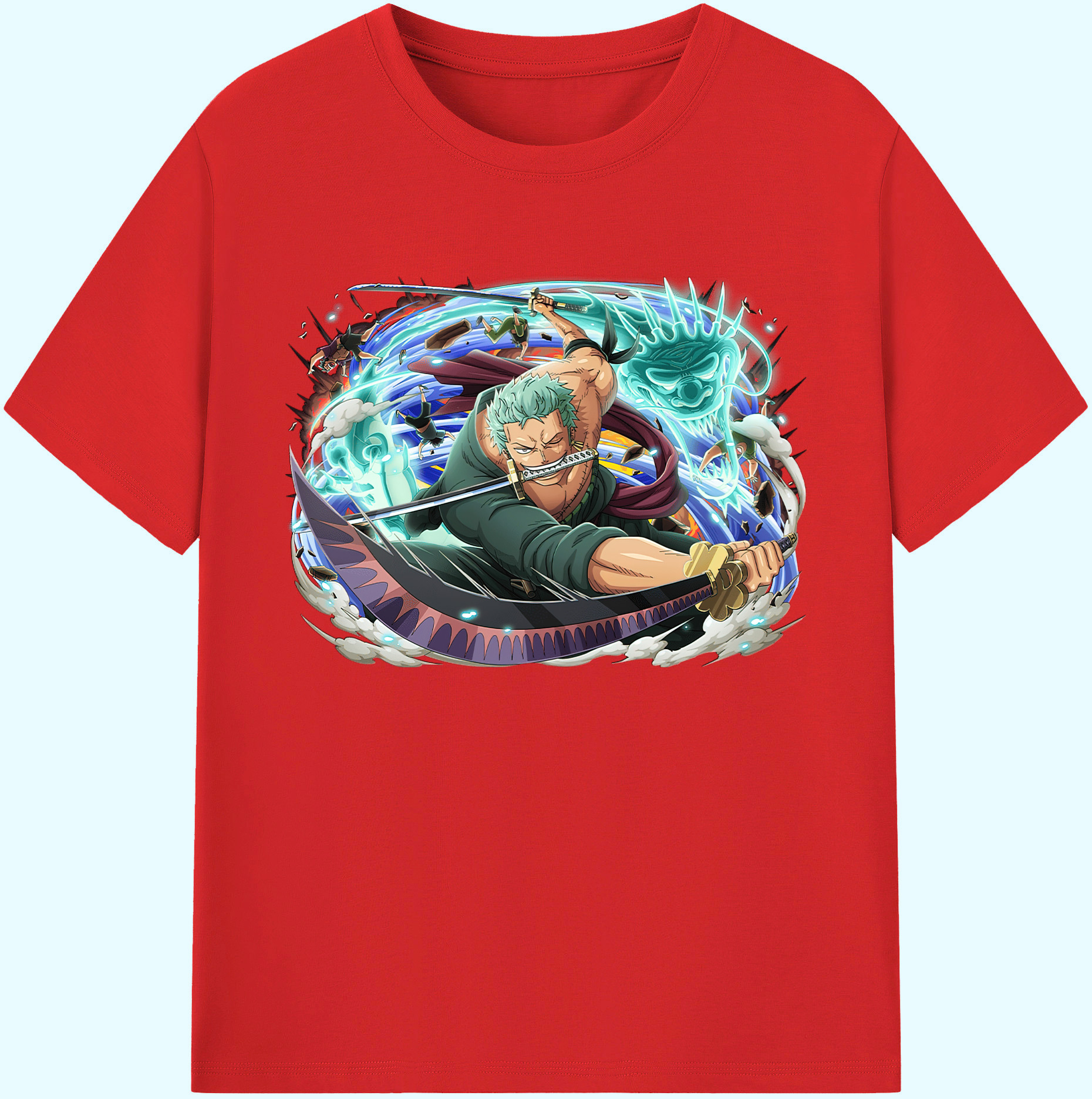 ワンピース ロロノア・ゾロ ONE PIECE Roronoa Zoro 綿100％ メンズ半袖Tシャツ｜肌触りやわらか＆通気性