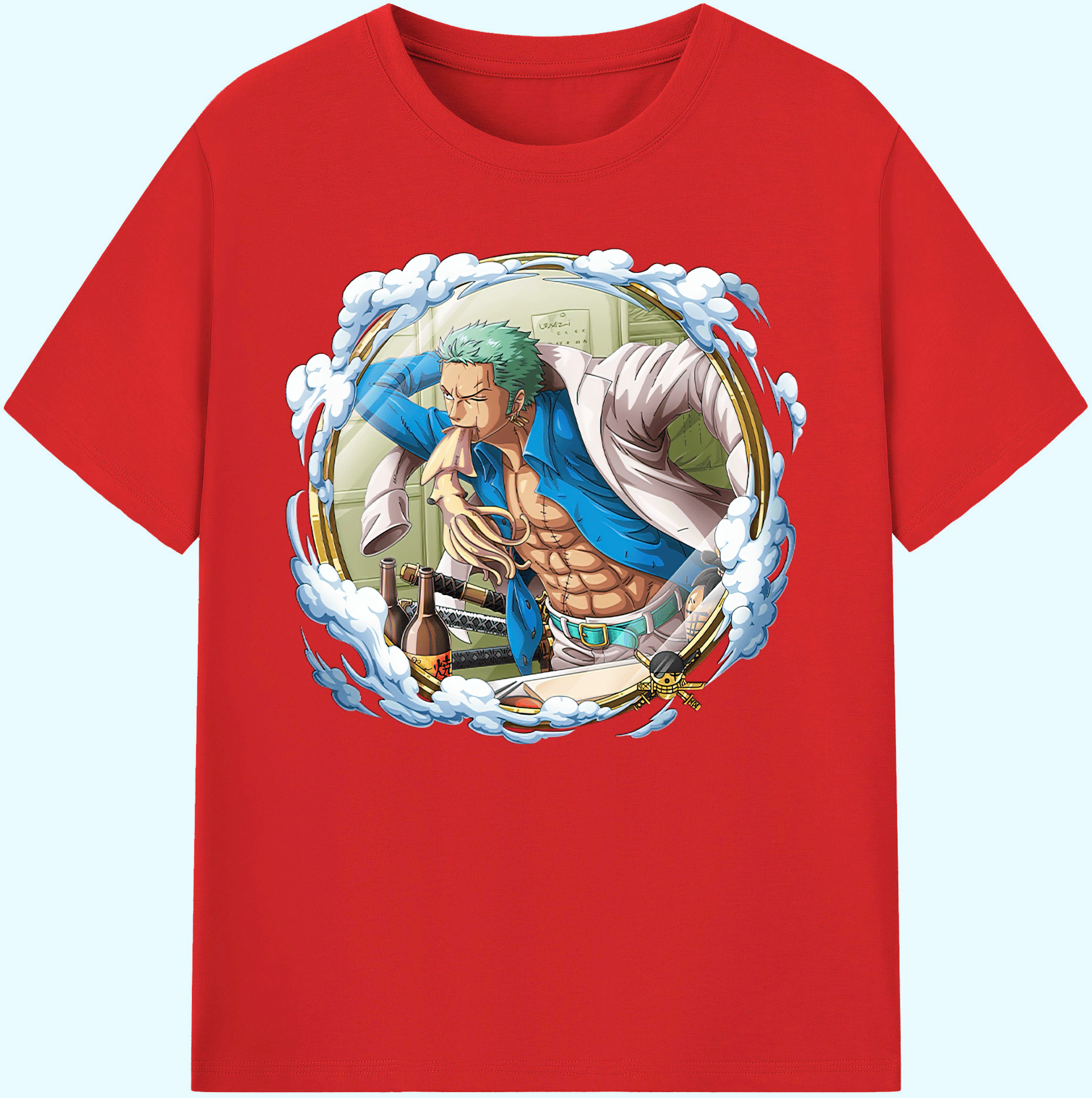 ワンピース ロロノア・ゾロ ONE PIECE Roronoa Zoro 綿100％ メンズ半袖Tシャツ｜肌触りやわらか＆通気性