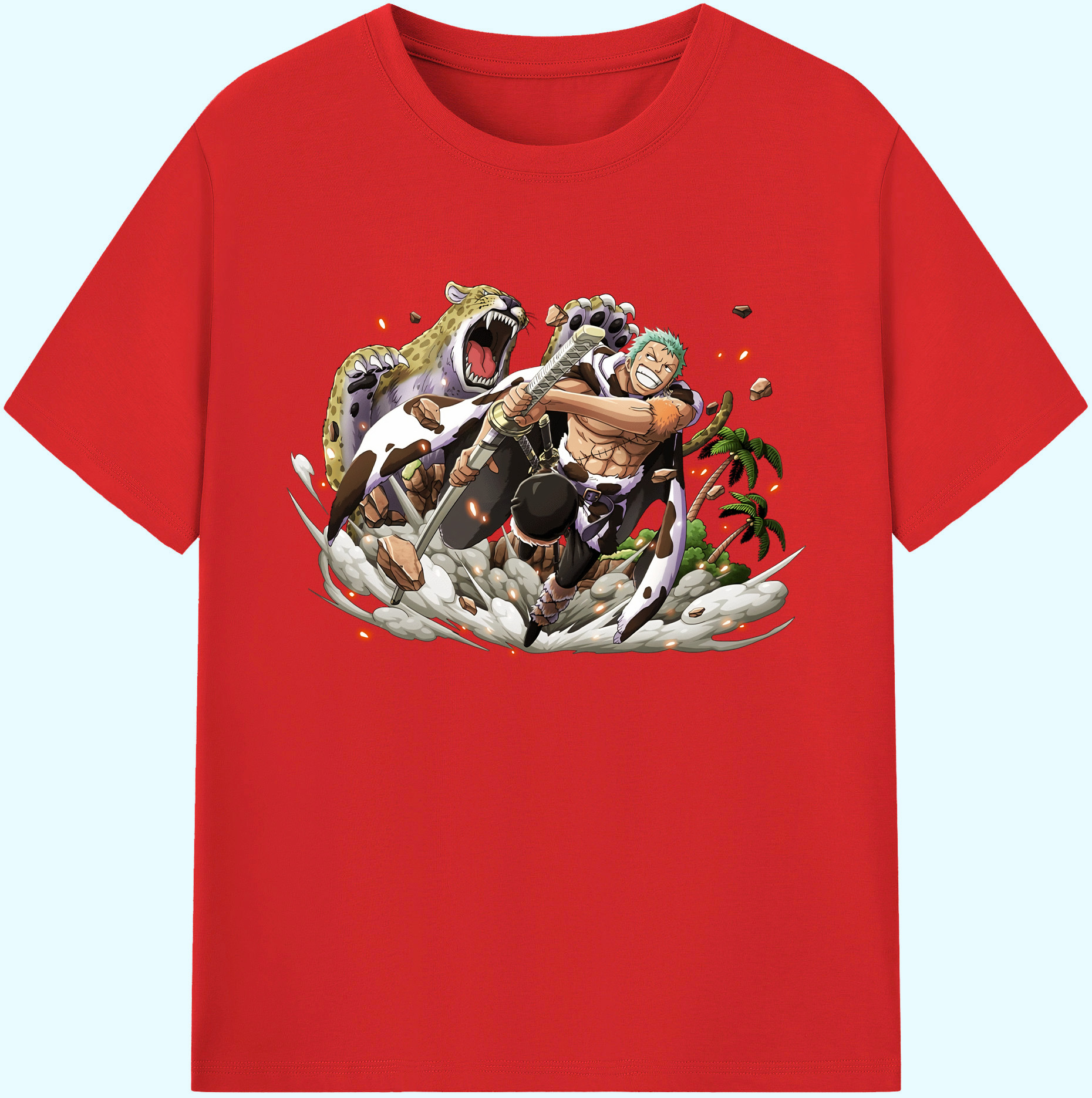 ワンピース ロロノア・ゾロ ONE PIECE Roronoa Zoro 綿100％ メンズ半袖Tシャツ｜肌触りやわらか＆通気性