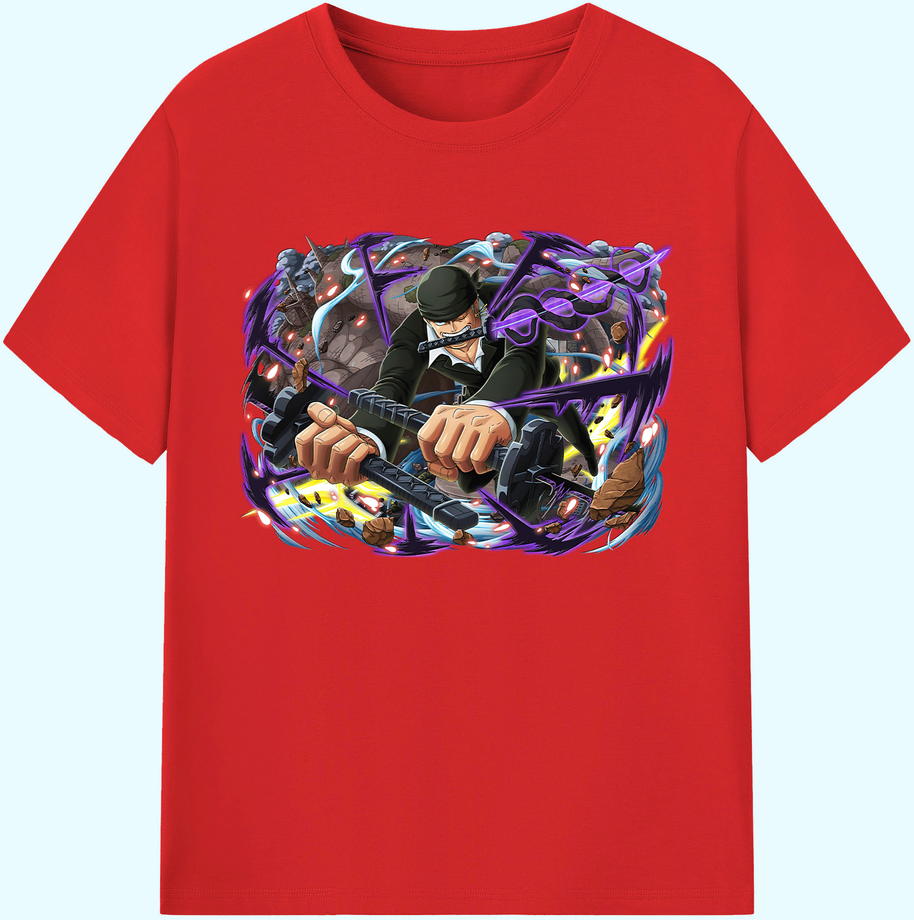 ワンピース ロロノア・ゾロ ONE PIECE Roronoa Zoro 綿100％ メンズ半袖Tシャツ｜肌触りやわらか＆通気性