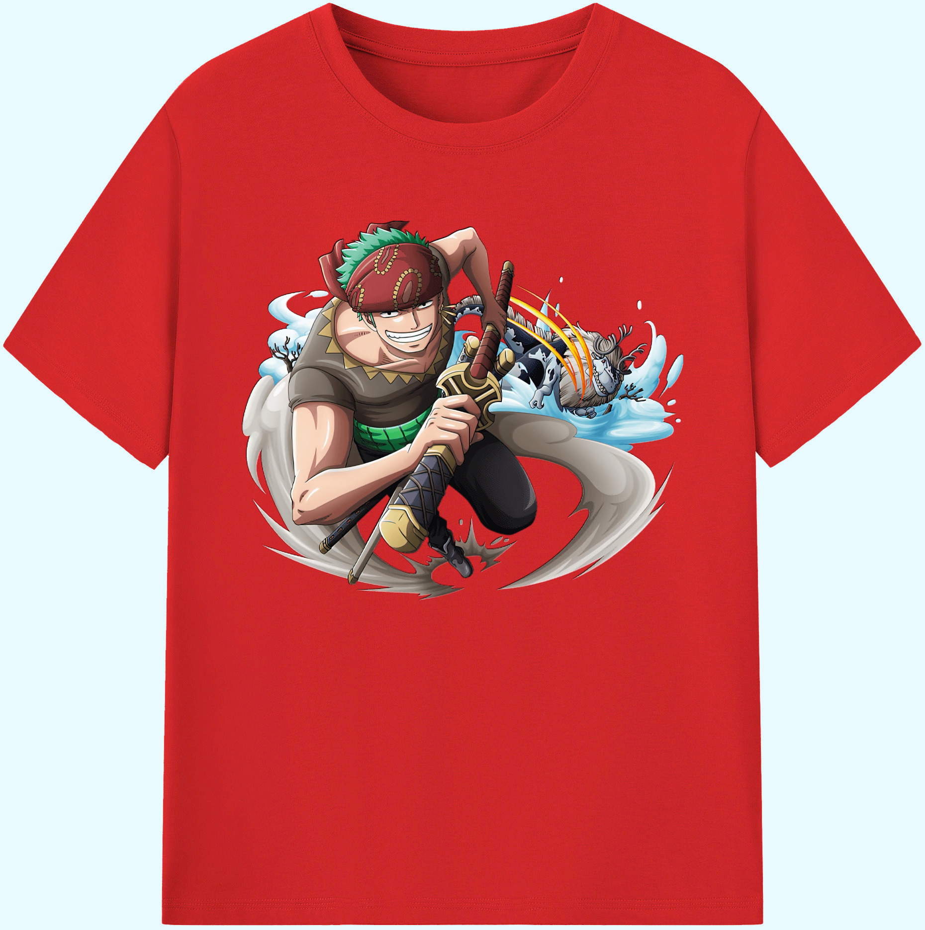 ワンピース ロロノア・ゾロ ONE PIECE Roronoa Zoro 綿100％ メンズ半袖Tシャツ｜肌触りやわらか＆通気性