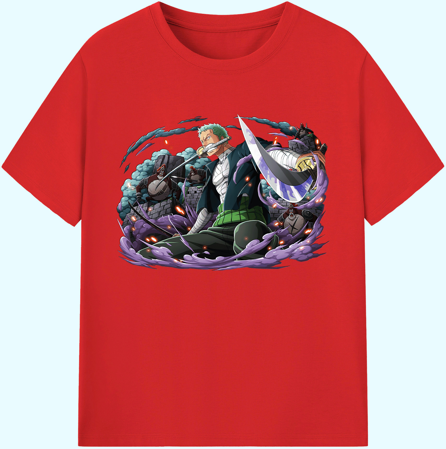 ワンピース ロロノア・ゾロ ONE PIECE Roronoa Zoro 綿100％ メンズ半袖Tシャツ｜肌触りやわらか＆通気性