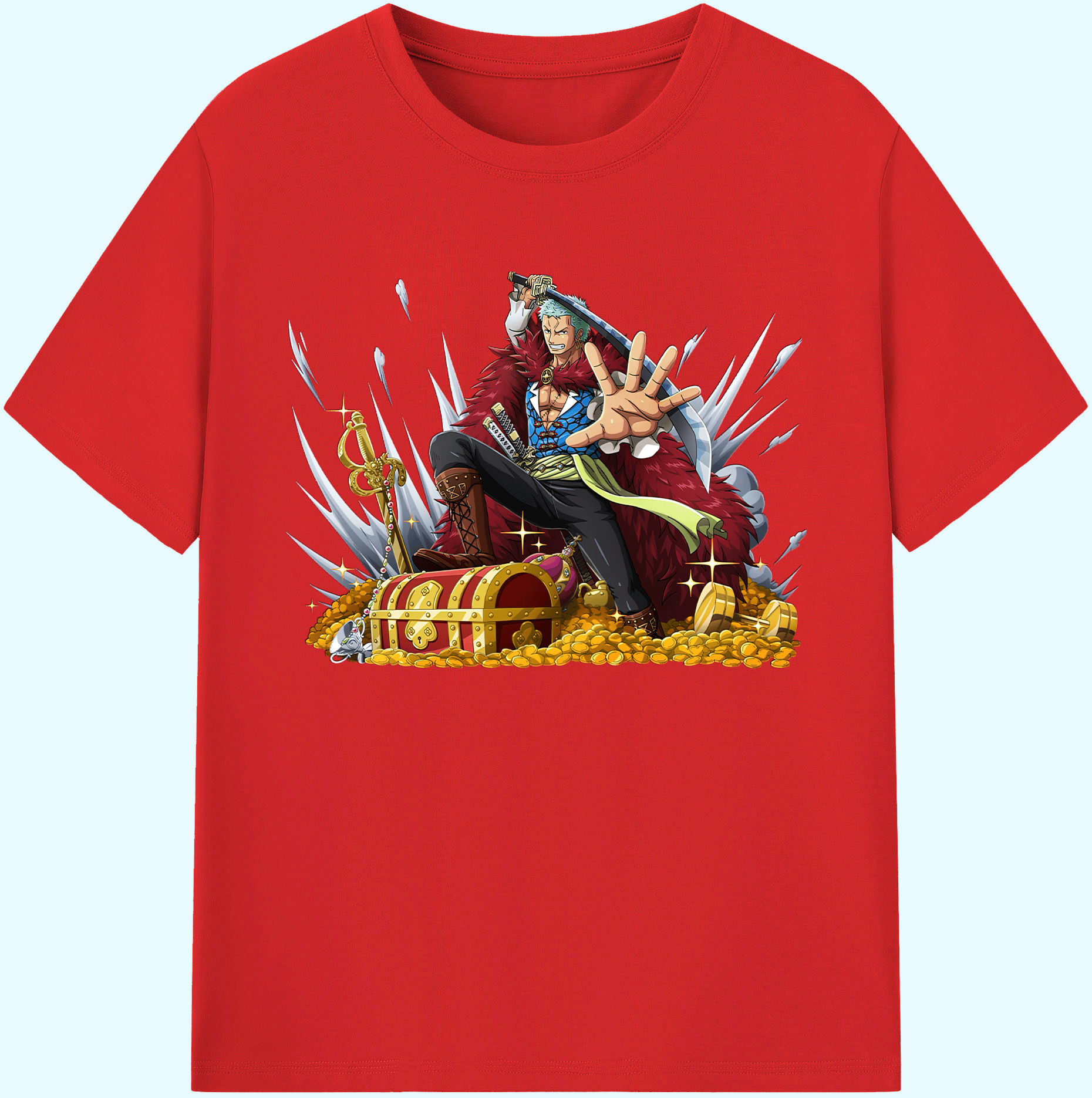 ワンピース ロロノア・ゾロ ONE PIECE Roronoa Zoro 綿100％ メンズ半袖Tシャツ｜肌触りやわらか＆通気性