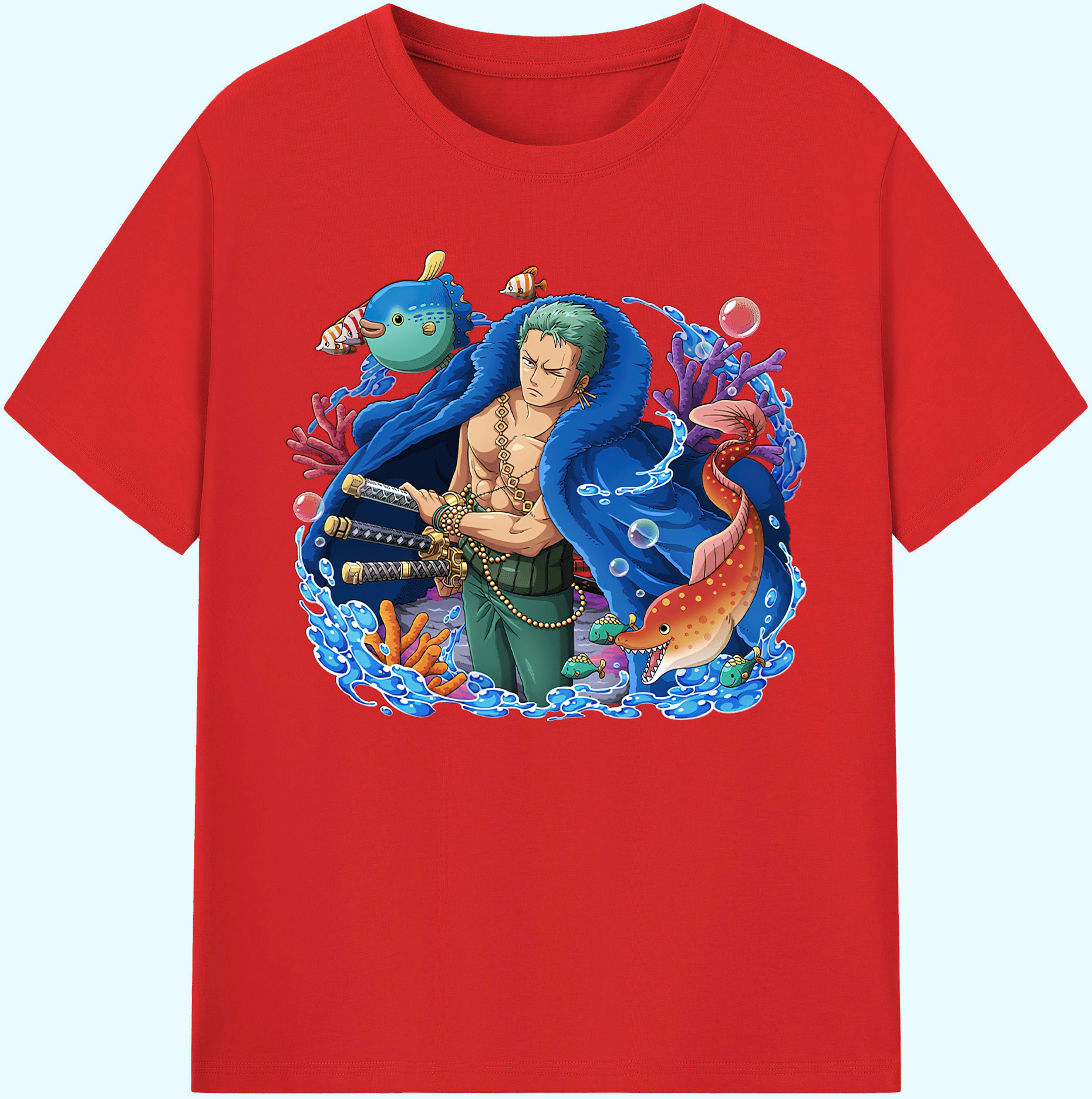 ワンピース ロロノア・ゾロ ONE PIECE Roronoa Zoro 綿100％ メンズ半袖Tシャツ｜肌触りやわらか＆通気性