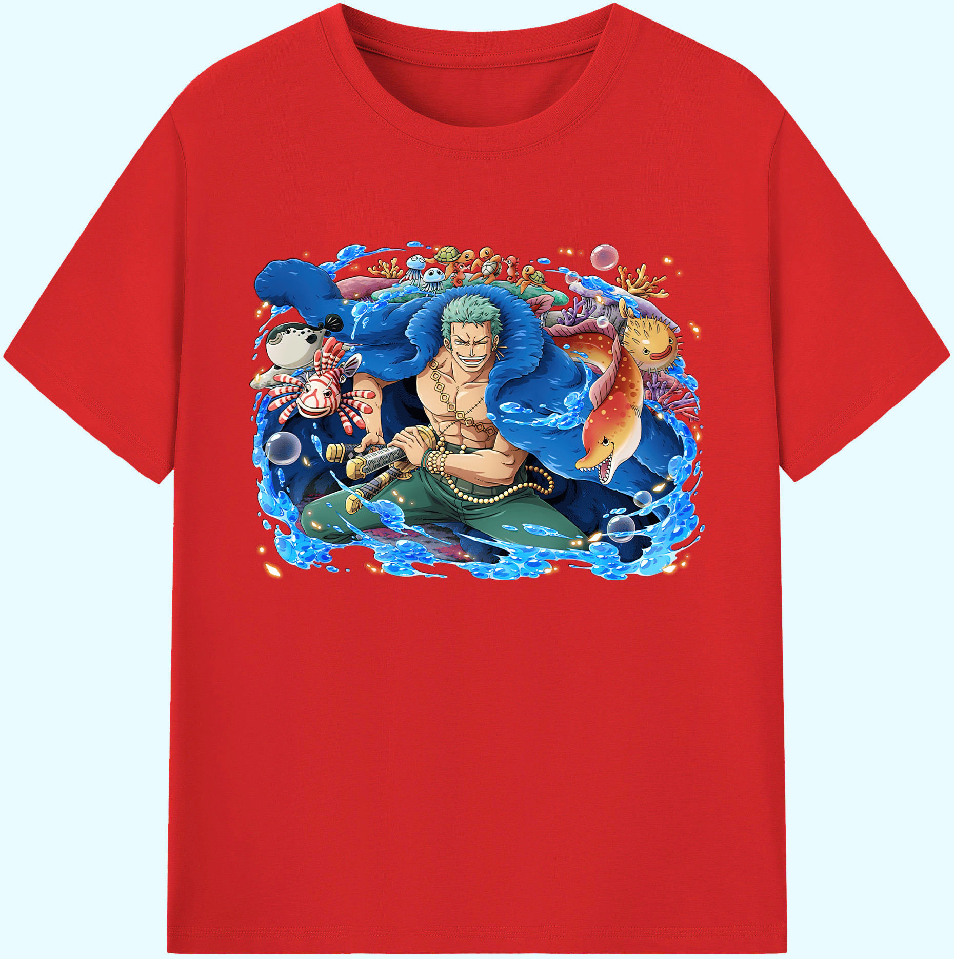 ワンピース ロロノア・ゾロ ONE PIECE Roronoa Zoro 綿100％ メンズ半袖Tシャツ｜肌触りやわらか＆通気性