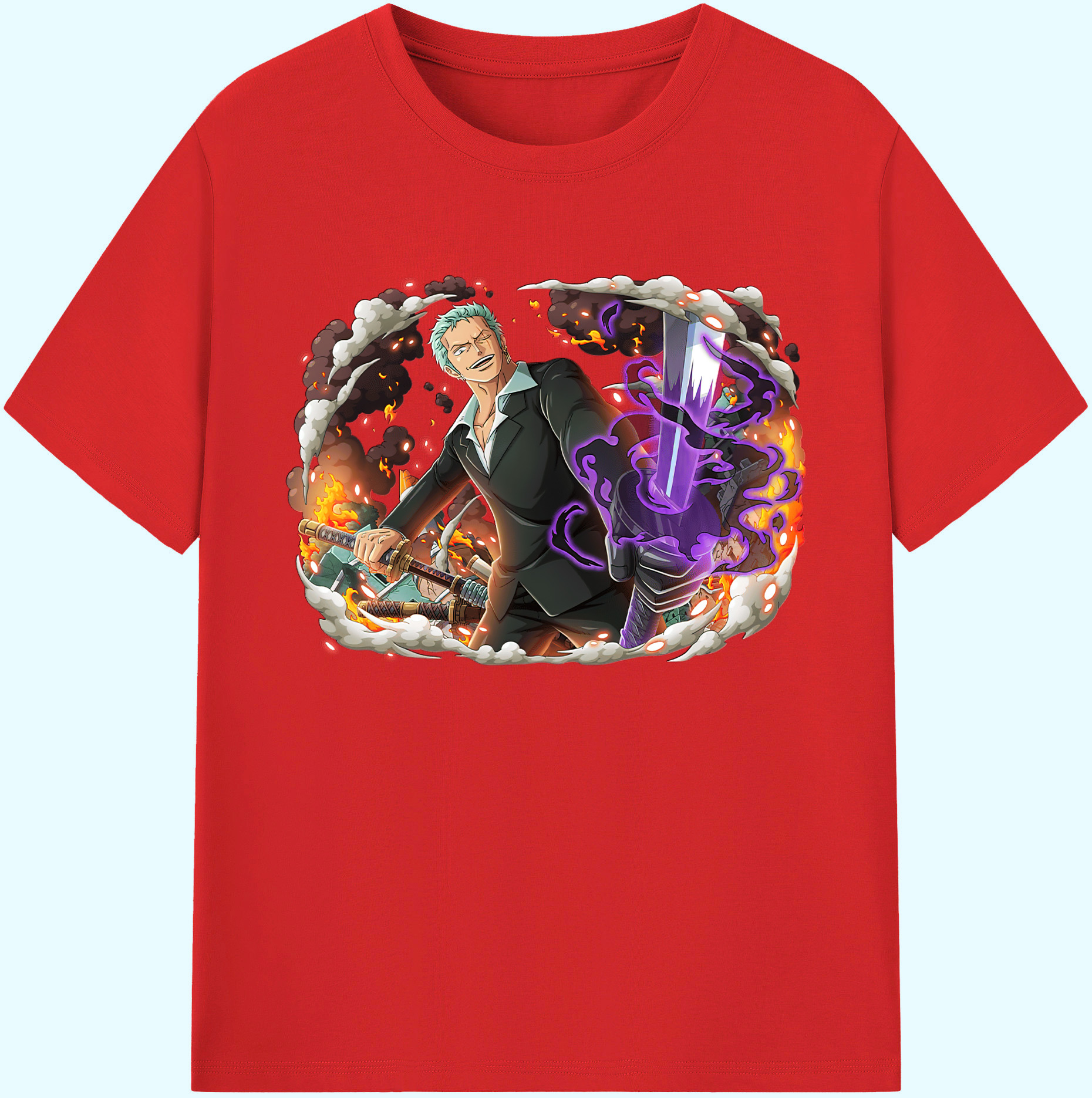 ワンピース ロロノア・ゾロ ONE PIECE Roronoa Zoro 綿100％ メンズ半袖Tシャツ｜肌触りやわらか＆通気性