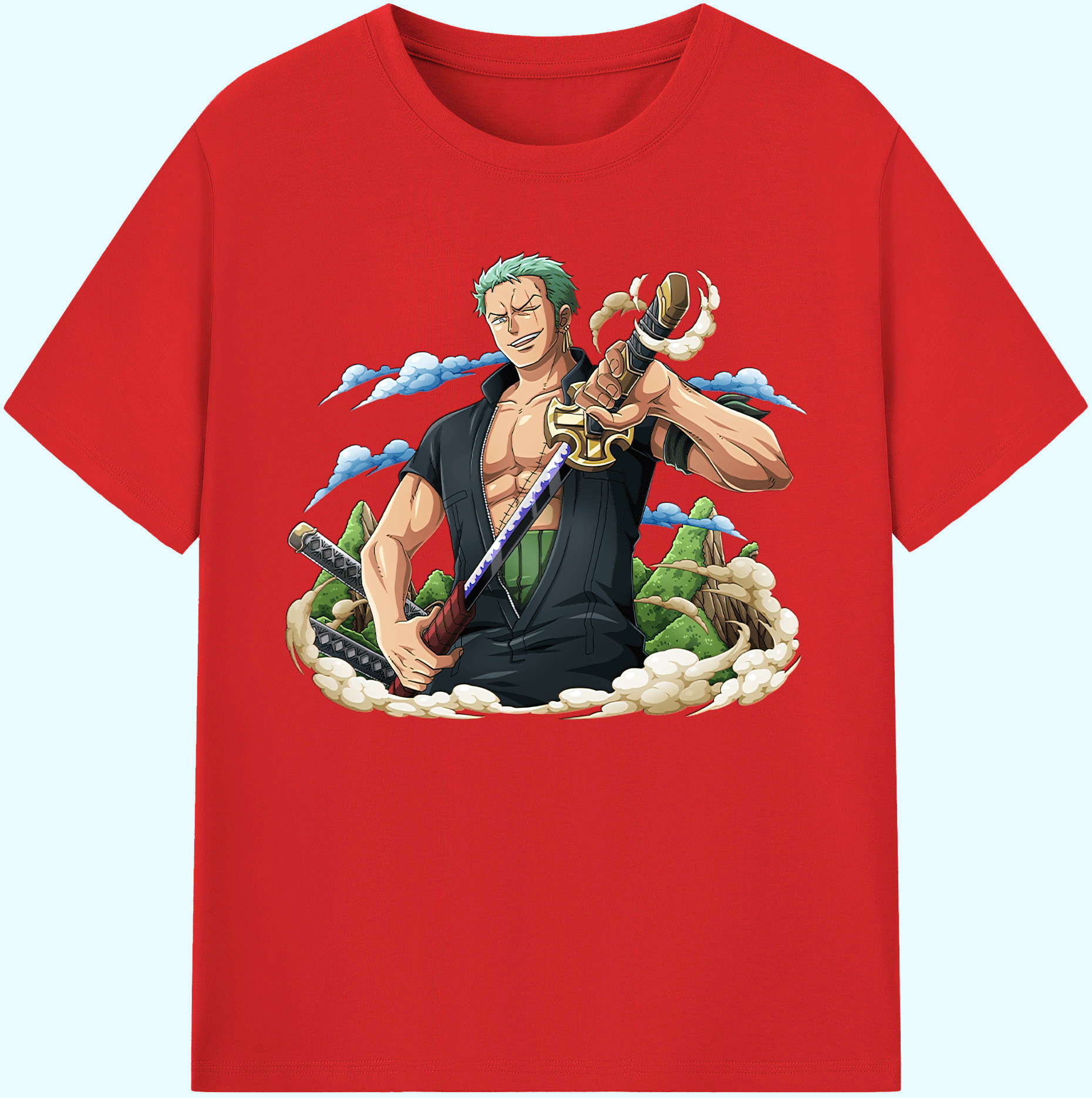ワンピース ロロノア・ゾロ ONE PIECE Roronoa Zoro 綿100％ メンズ半袖Tシャツ｜肌触りやわらか＆通気性