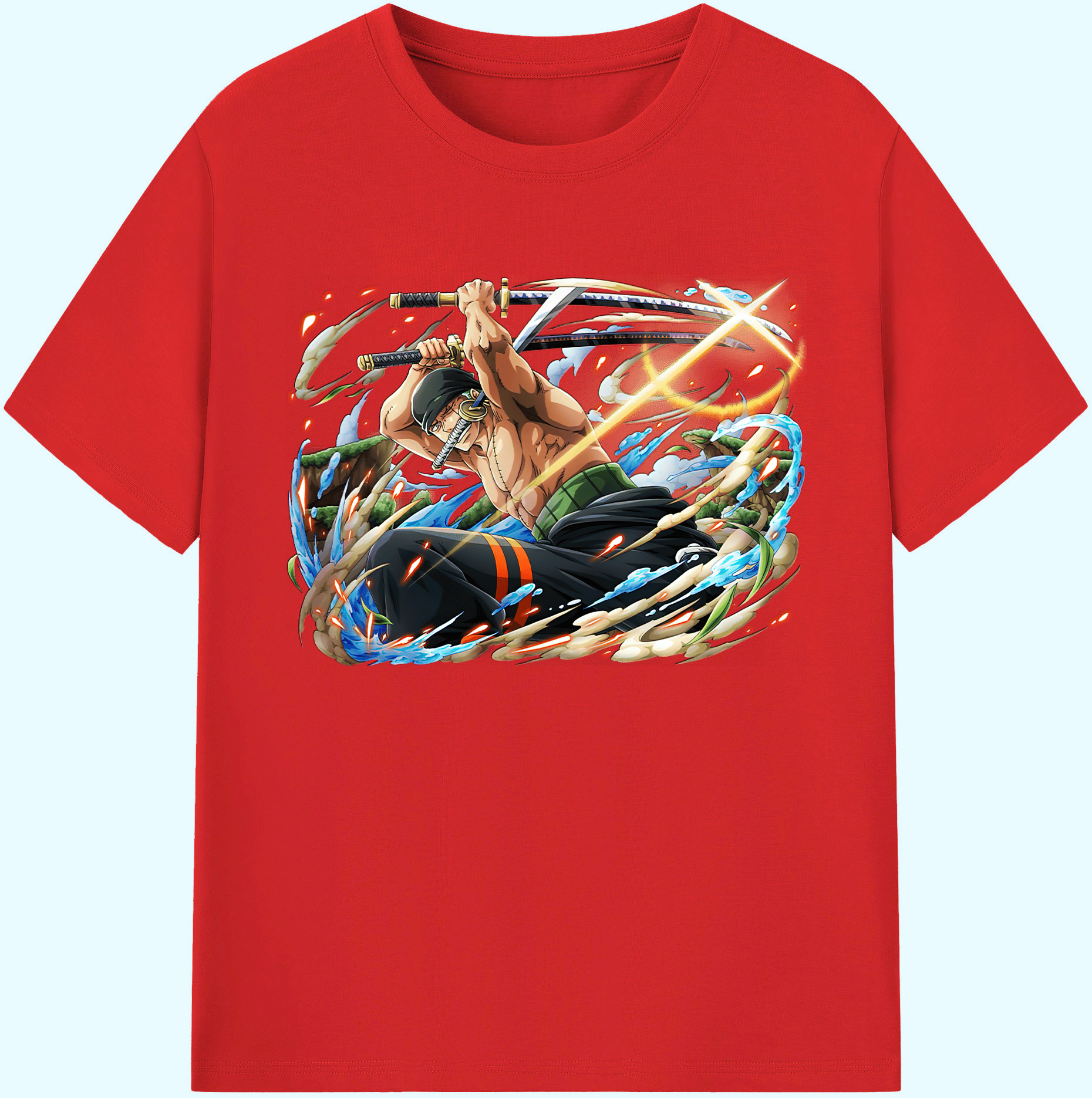 ワンピース ロロノア・ゾロ ONE PIECE Roronoa Zoro 綿100％ メンズ半袖Tシャツ｜肌触りやわらか＆通気性