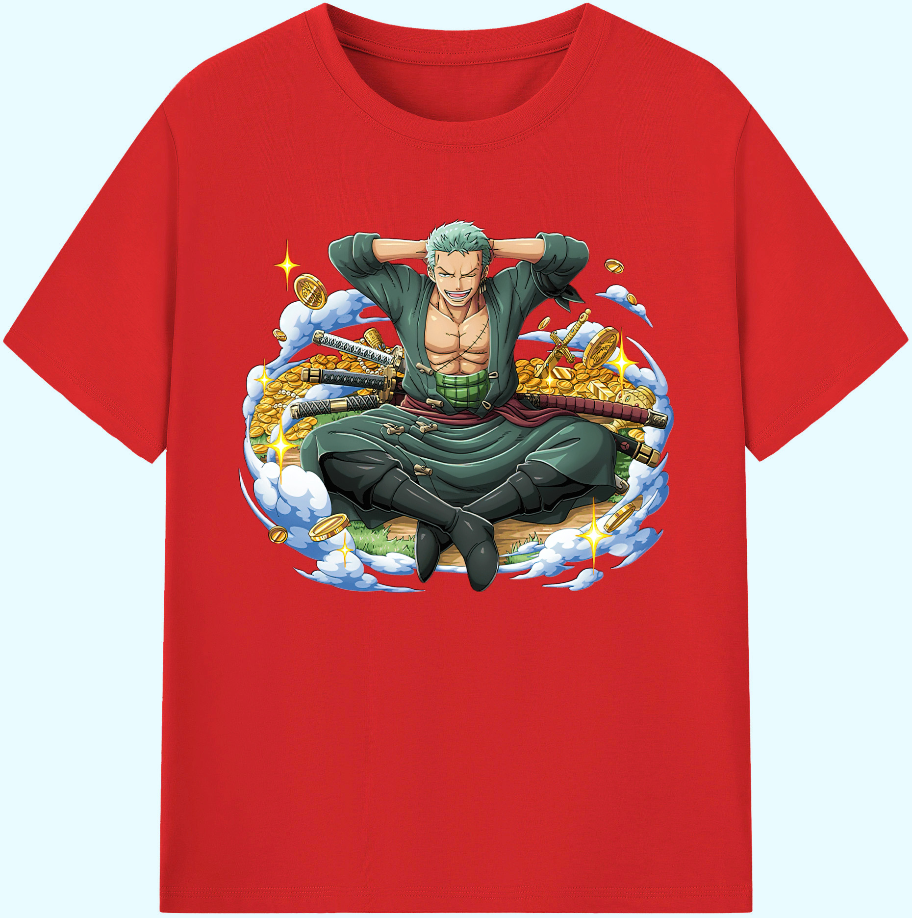 ワンピース ロロノア・ゾロ ONE PIECE Roronoa Zoro 綿100％ メンズ半袖Tシャツ｜肌触りやわらか＆通気性