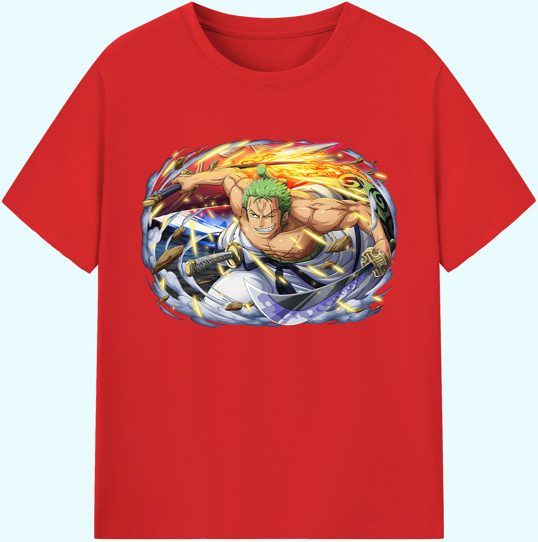 ワンピース ロロノア・ゾロ ONE PIECE Roronoa Zoro 綿100％ メンズ半袖Tシャツ｜肌触りやわらか＆通気性
