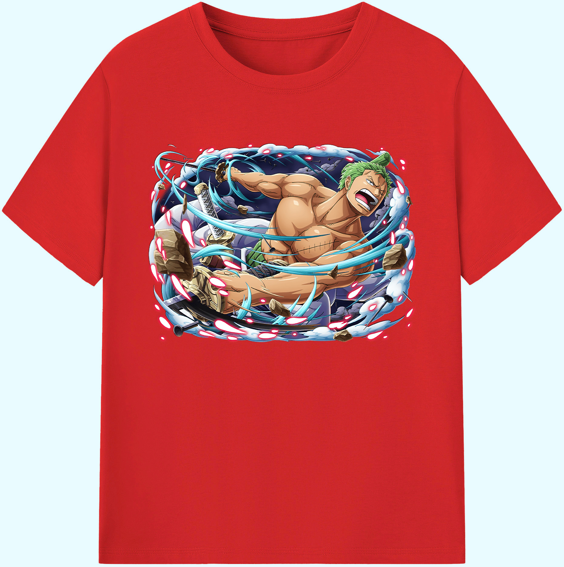 ワンピース ロロノア・ゾロ ONE PIECE Roronoa Zoro 綿100％ メンズ半袖Tシャツ｜肌触りやわらか＆通気性
