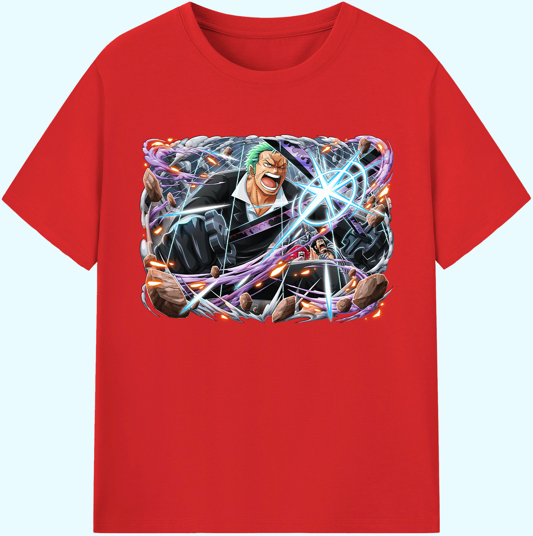 ワンピース ロロノア・ゾロ ONE PIECE Roronoa Zoro 綿100％ メンズ半袖Tシャツ｜肌触りやわらか＆通気性