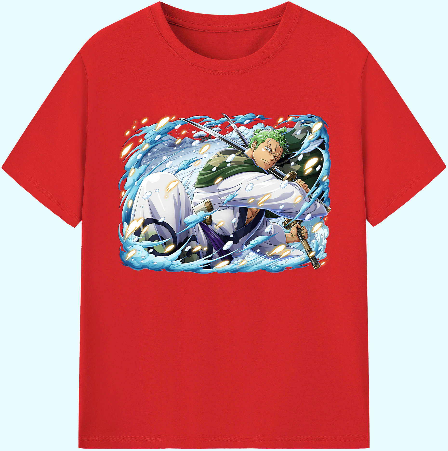 ワンピース ロロノア・ゾロ ONE PIECE Roronoa Zoro 綿100％ メンズ半袖Tシャツ｜肌触りやわらか＆通気性