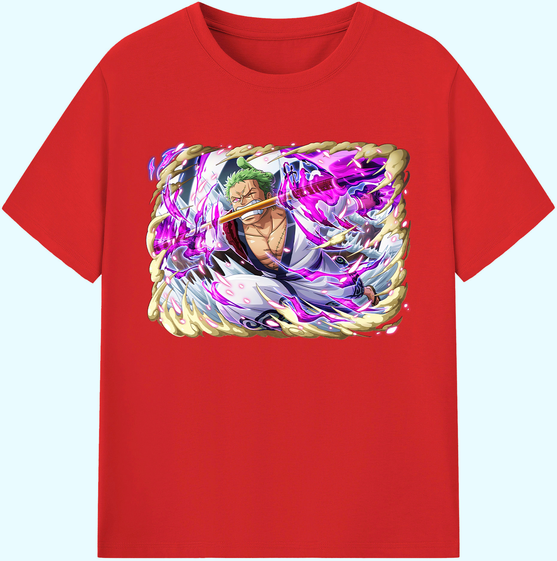 ワンピース ロロノア・ゾロ ONE PIECE Roronoa Zoro 綿100％ メンズ半袖Tシャツ｜肌触りやわらか＆通気性