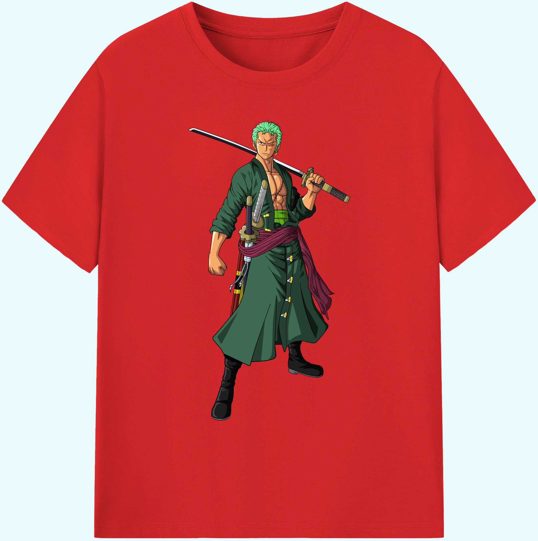 ワンピース ロロノア・ゾロ ONE PIECE Roronoa Zoro 綿100％ メンズ半袖Tシャツ｜肌触りやわらか＆通気性