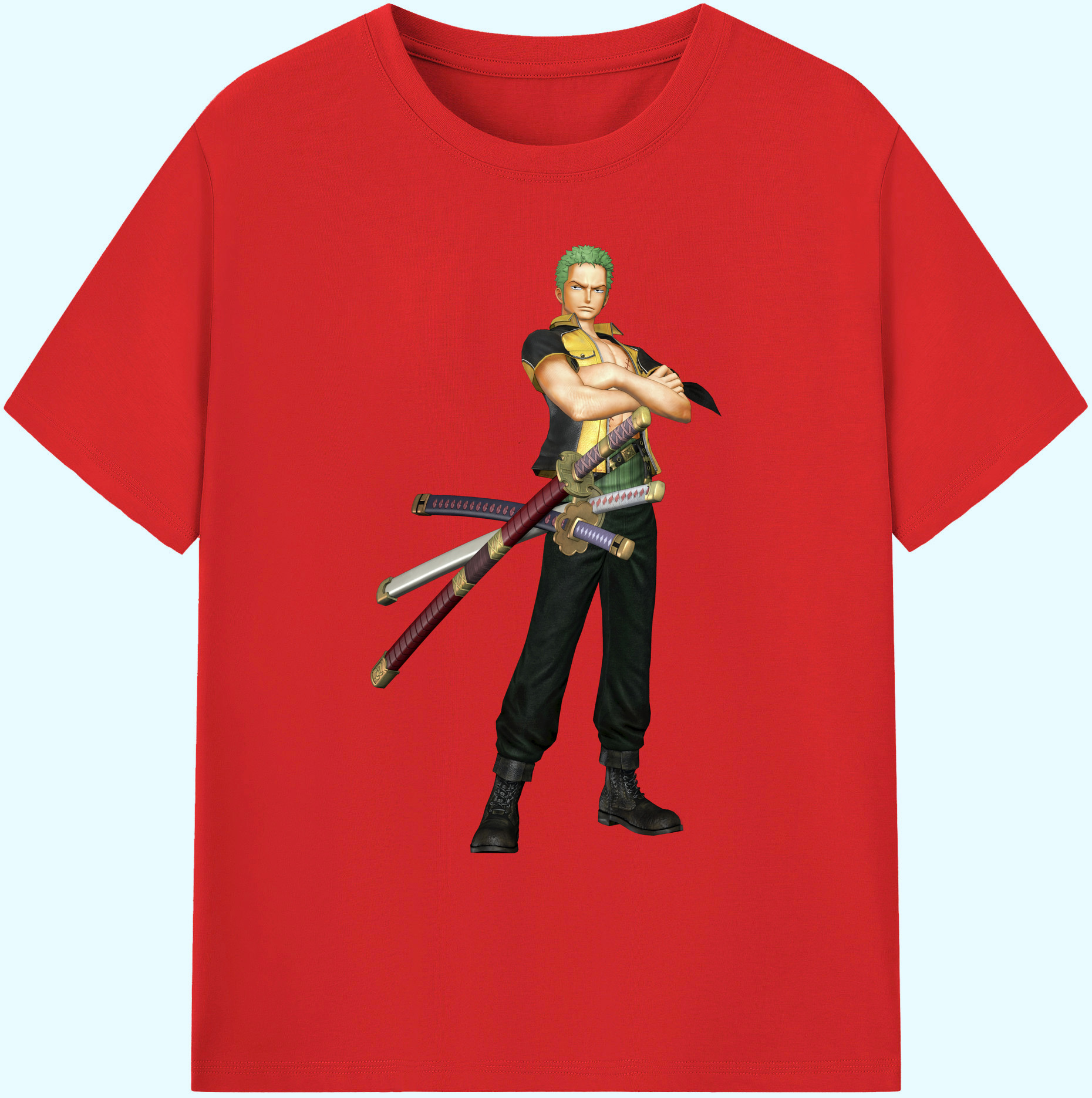 ワンピース ロロノア・ゾロ ONE PIECE Roronoa Zoro 綿100％ メンズ半袖Tシャツ｜肌触りやわらか＆通気性