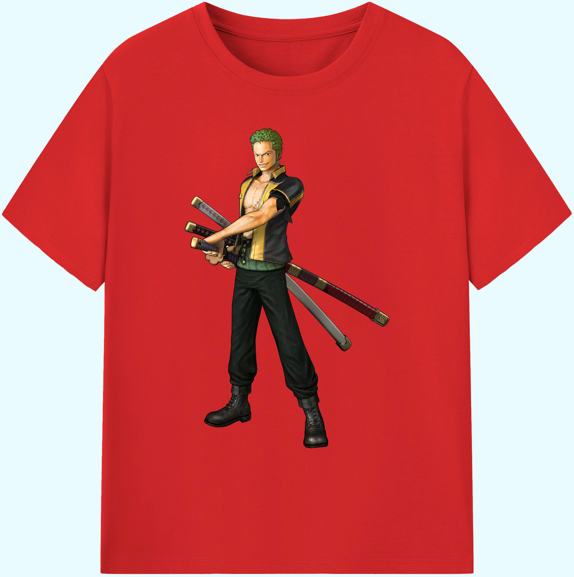 ワンピース ロロノア・ゾロ ONE PIECE Roronoa Zoro 綿100％ メンズ半袖Tシャツ｜肌触りやわらか＆通気性