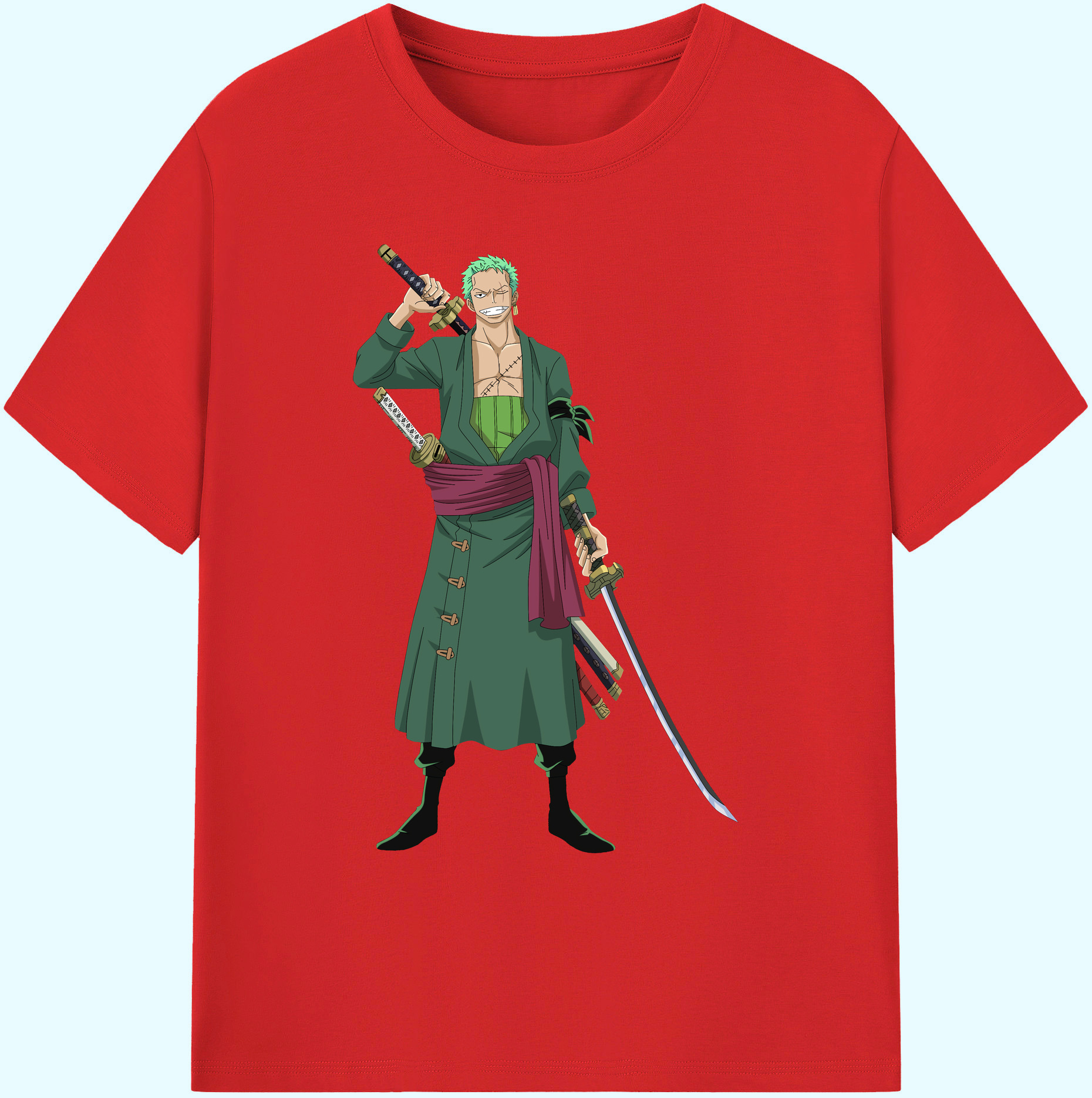 ワンピース ロロノア・ゾロ ONE PIECE Roronoa Zoro 綿100％ メンズ半袖Tシャツ｜肌触りやわらか＆通気性