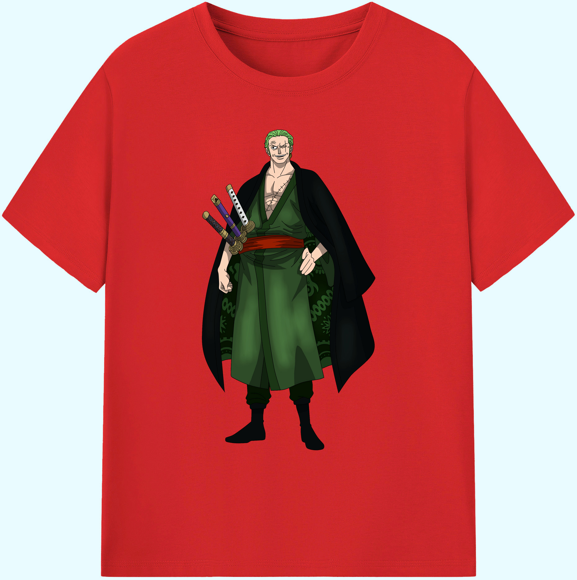 ワンピース ロロノア・ゾロ ONE PIECE Roronoa Zoro 綿100％ メンズ半袖Tシャツ｜肌触りやわらか＆通気性