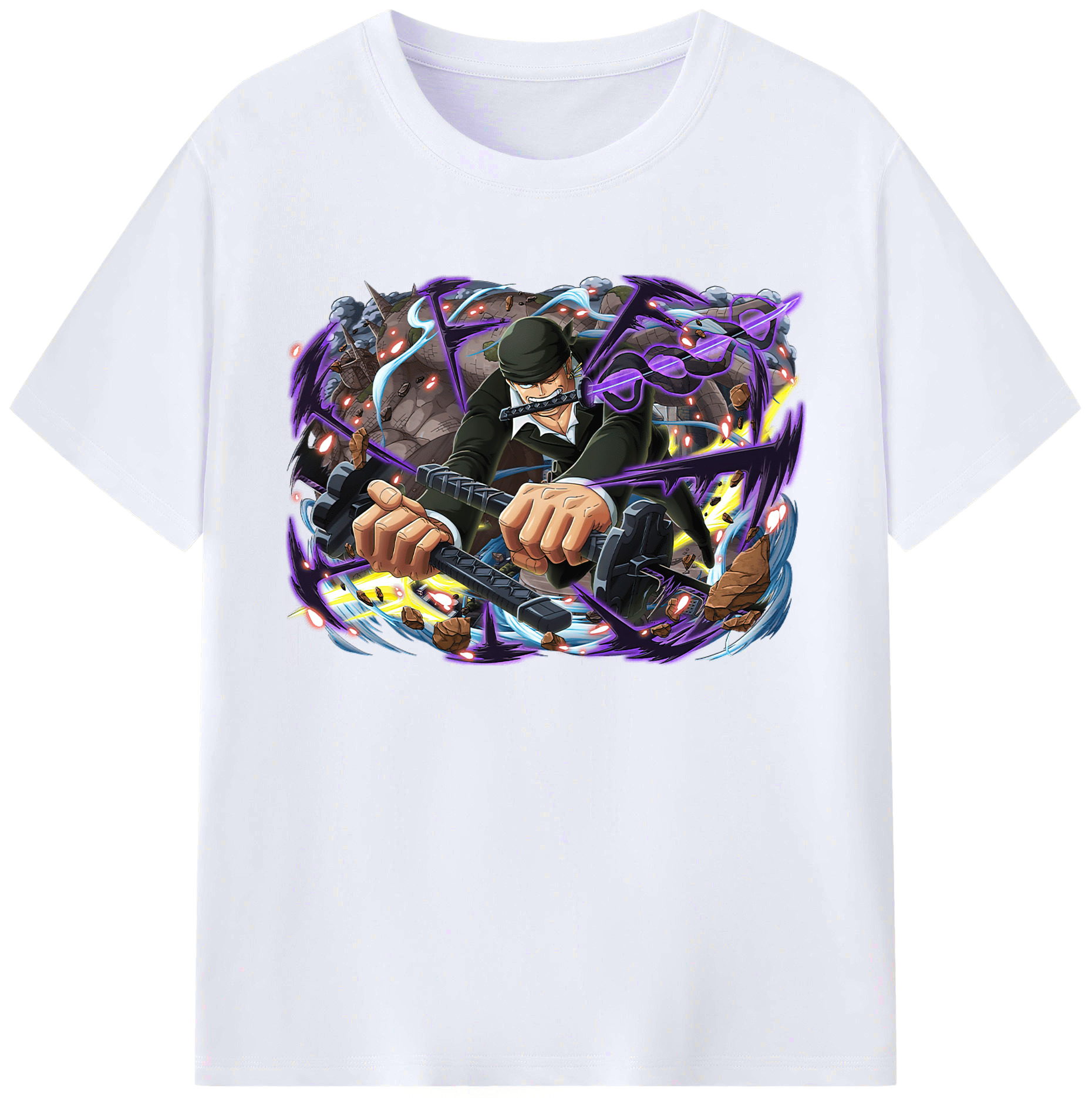 ワンピース ロロノア・ゾロ ONE PIECE Roronoa Zoro 綿100％ メンズ半袖Tシャツ｜肌触りやわらか＆通気性