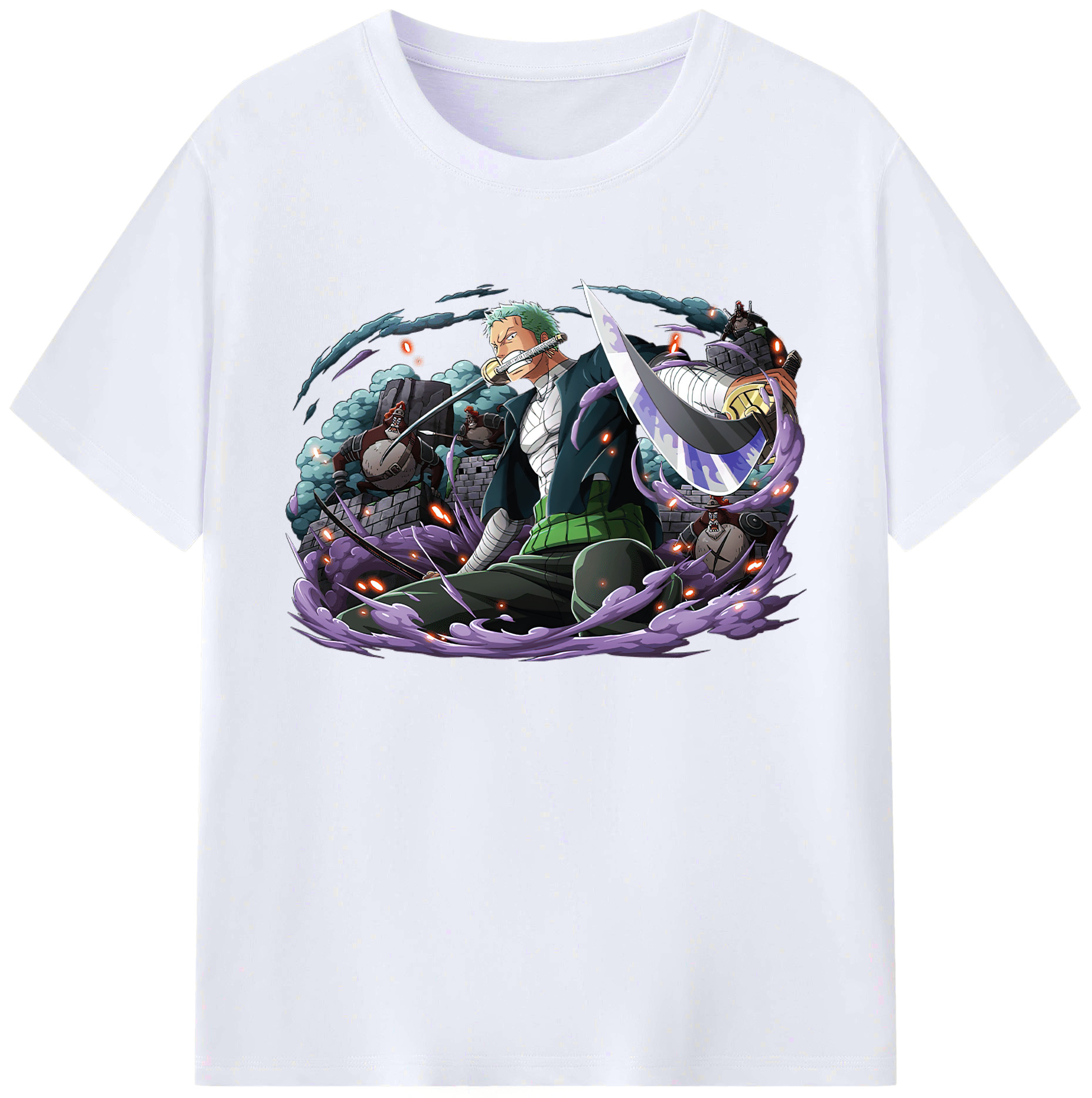ワンピース ロロノア・ゾロ ONE PIECE Roronoa Zoro 綿100％ メンズ半袖Tシャツ｜肌触りやわらか＆通気性