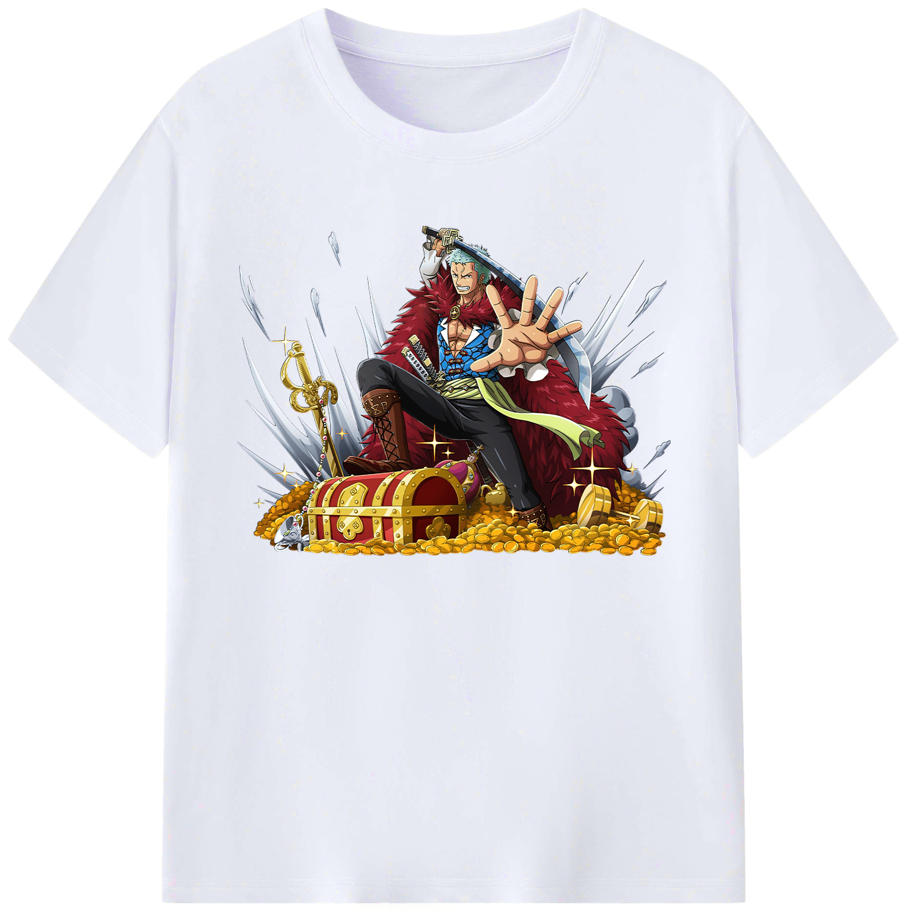 ワンピース ロロノア・ゾロ ONE PIECE Roronoa Zoro 綿100％ メンズ半袖Tシャツ｜肌触りやわらか＆通気性