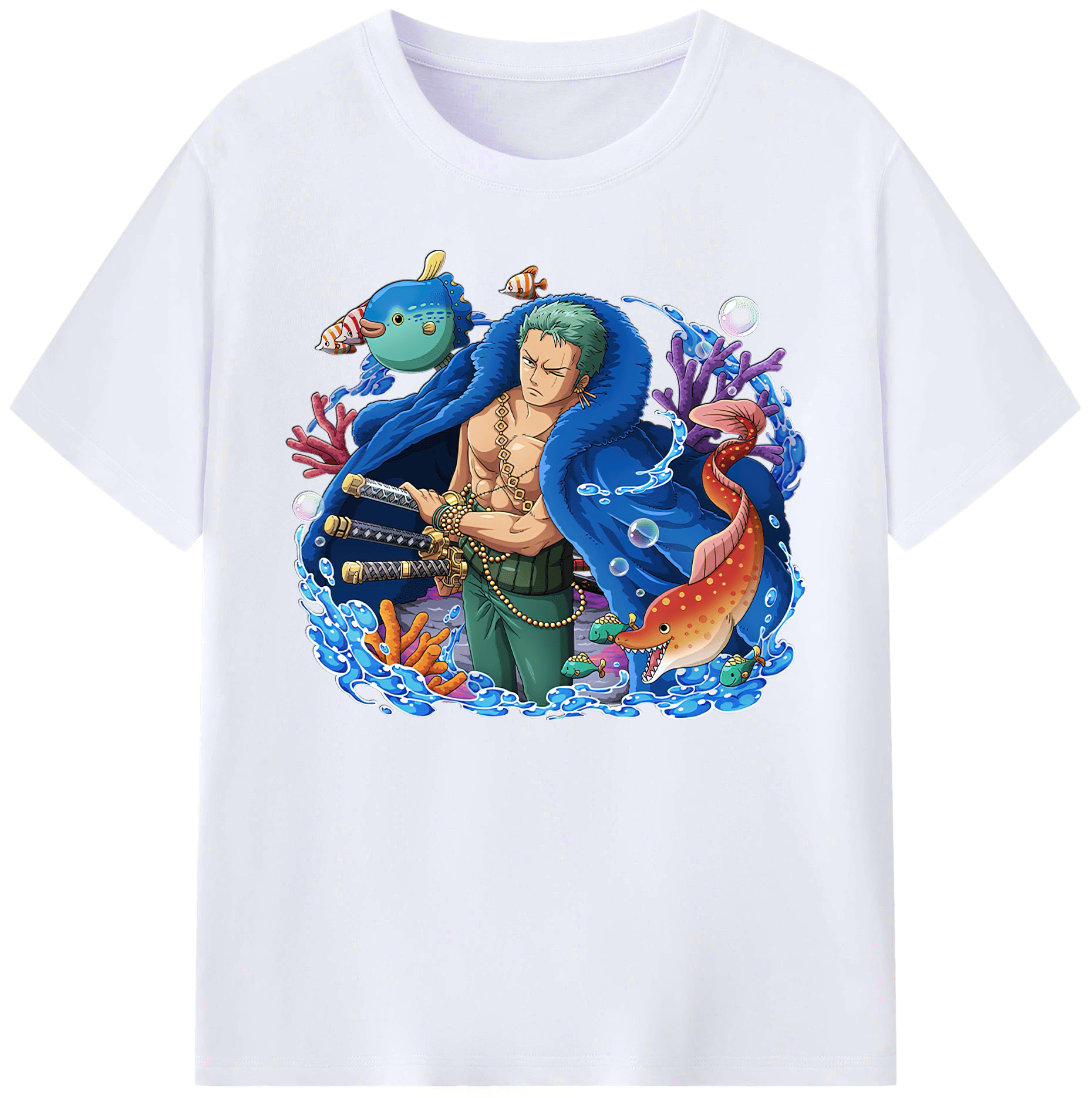 ワンピース ロロノア・ゾロ ONE PIECE Roronoa Zoro 綿100％ メンズ半袖Tシャツ｜肌触りやわらか＆通気性