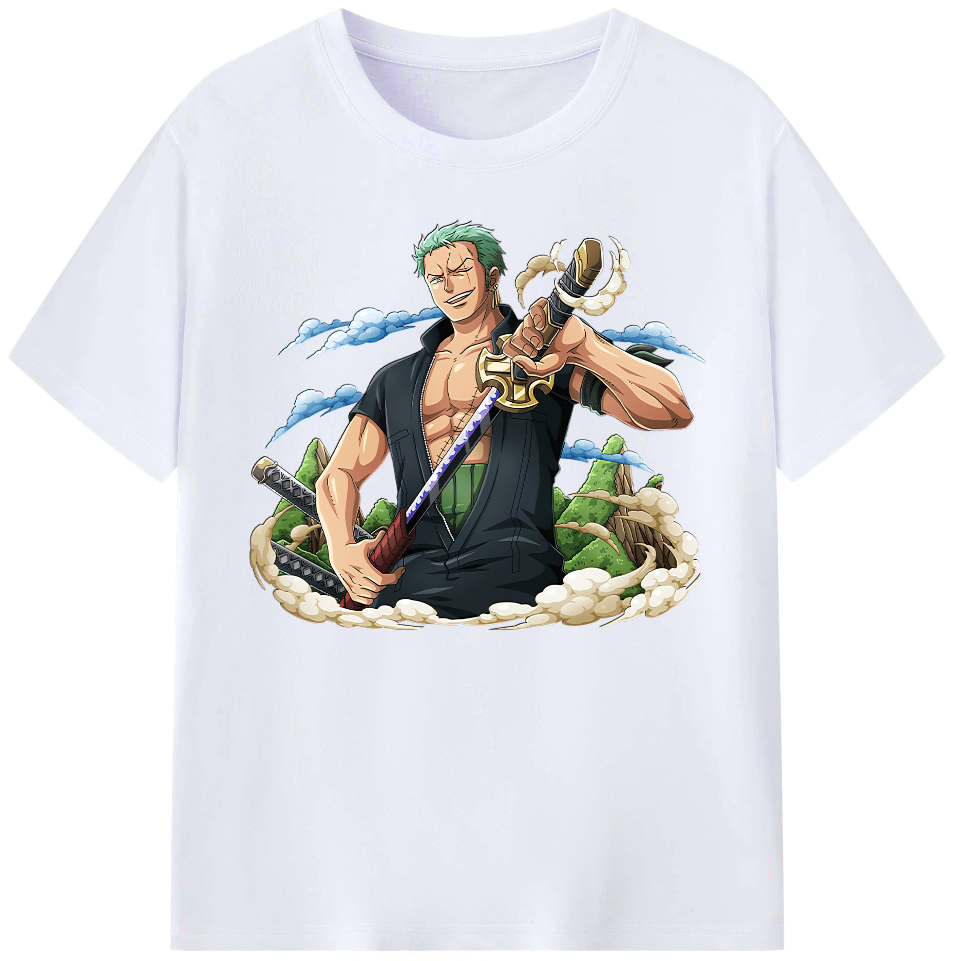 ワンピース ロロノア・ゾロ ONE PIECE Roronoa Zoro 綿100％ メンズ半袖Tシャツ｜肌触りやわらか＆通気性