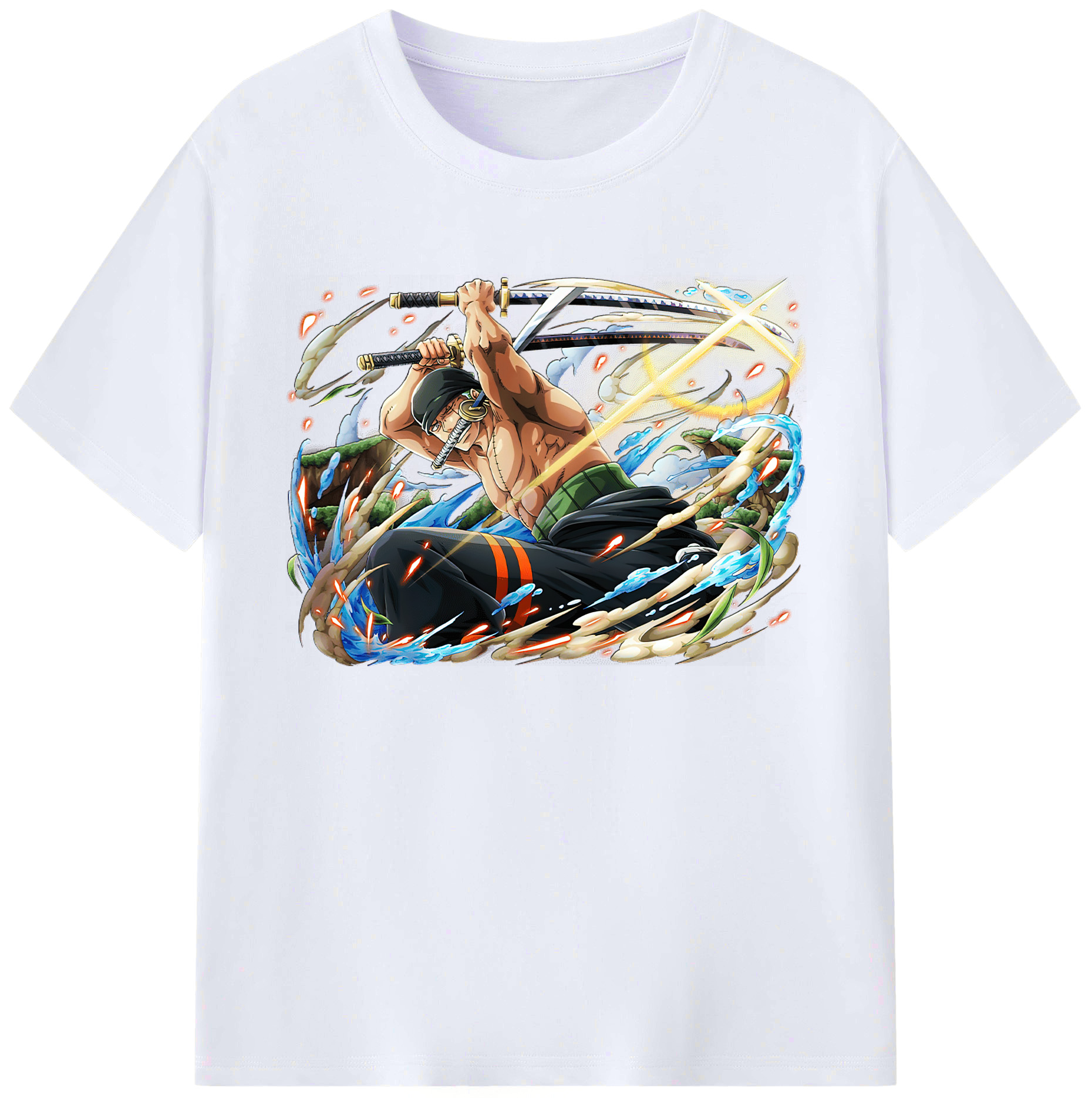 ワンピース ロロノア・ゾロ ONE PIECE Roronoa Zoro 綿100％ メンズ半袖Tシャツ｜肌触りやわらか＆通気性