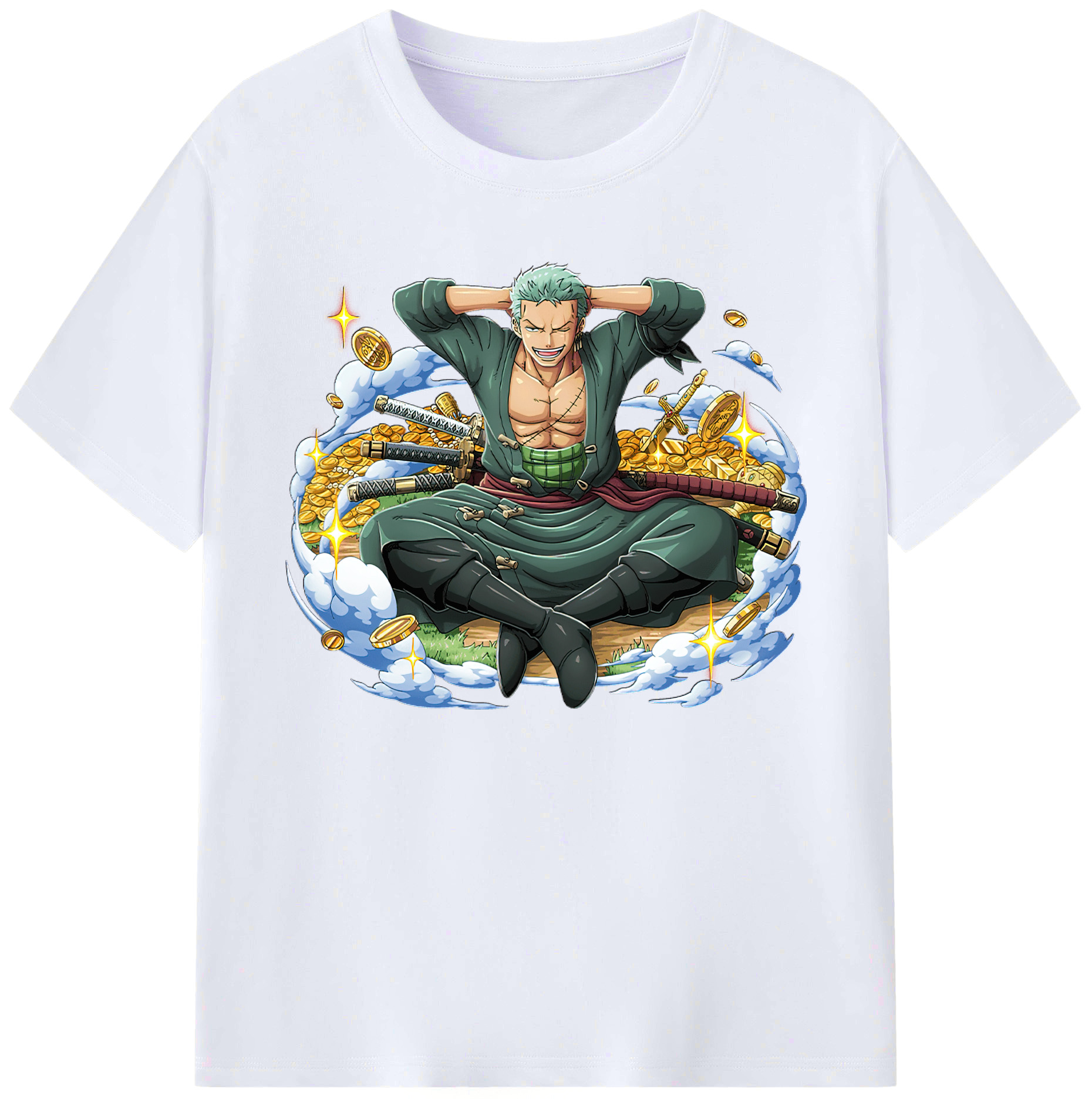 ワンピース ロロノア・ゾロ ONE PIECE Roronoa Zoro 綿100％ メンズ半袖Tシャツ｜肌触りやわらか＆通気性