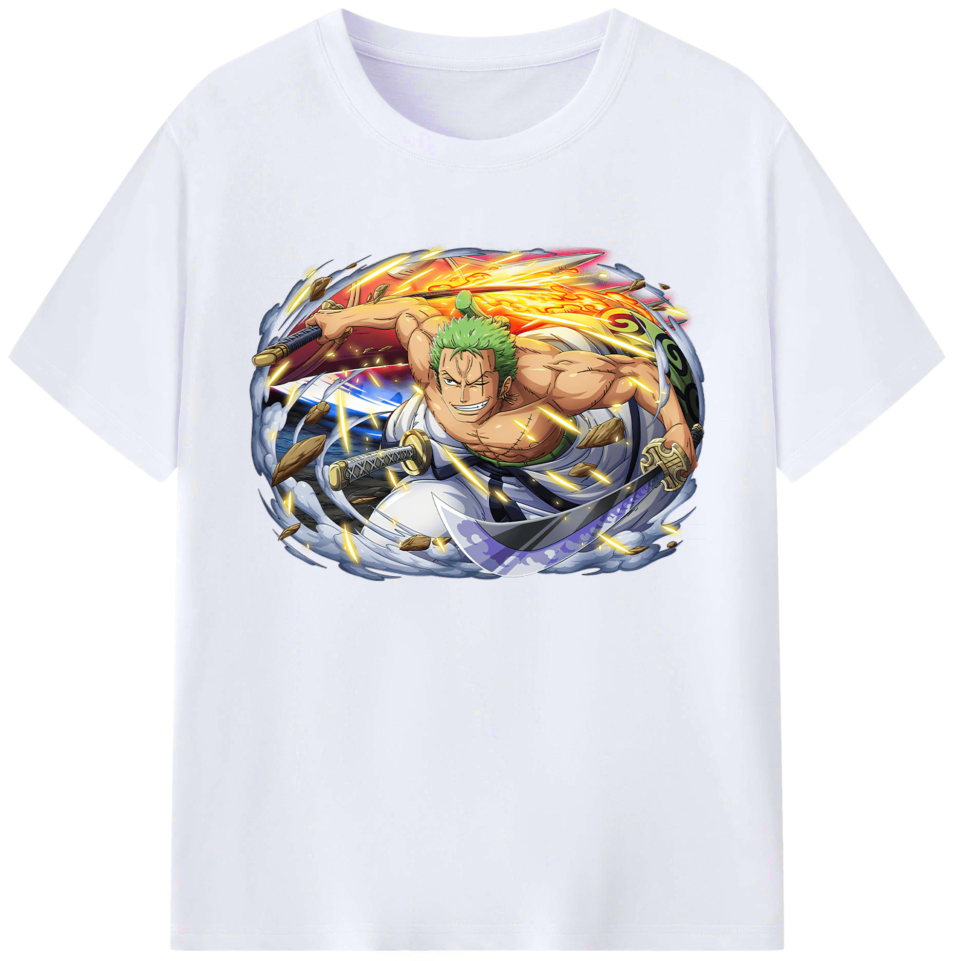 ワンピース ロロノア・ゾロ ONE PIECE Roronoa Zoro 綿100％ メンズ半袖Tシャツ｜肌触りやわらか＆通気性