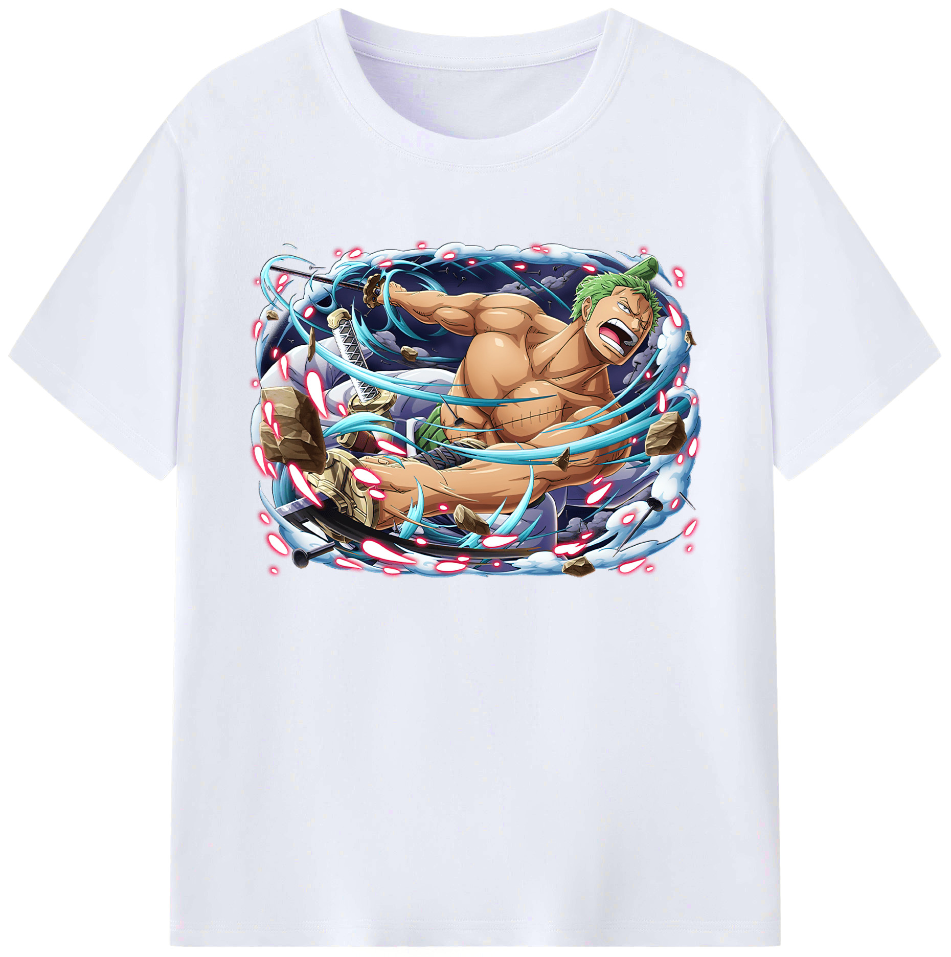 ワンピース ロロノア・ゾロ ONE PIECE Roronoa Zoro 綿100％ メンズ半袖Tシャツ｜肌触りやわらか＆通気性