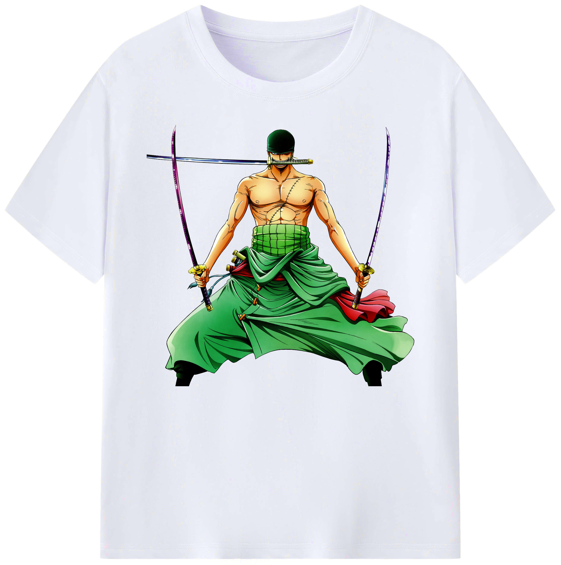 ワンピース ロロノア・ゾロ ONE PIECE Roronoa Zoro 綿100％ メンズ半袖Tシャツ｜肌触りやわらか＆通気性