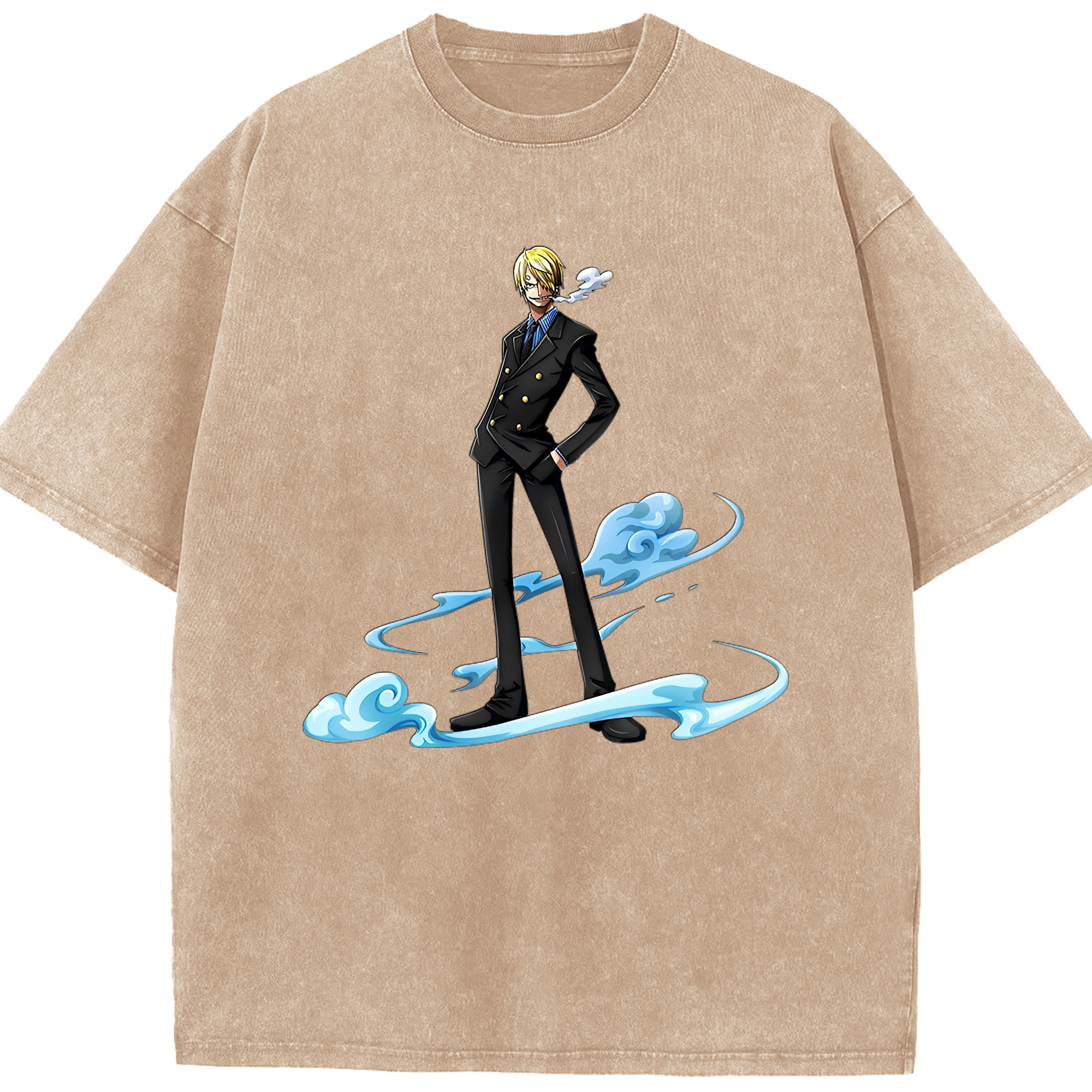 （画像用） ワンピース サンジ ONE PIECE Sanji 綿100% ヴィンテージ風 半袖Tシャツ（フロントプリント）