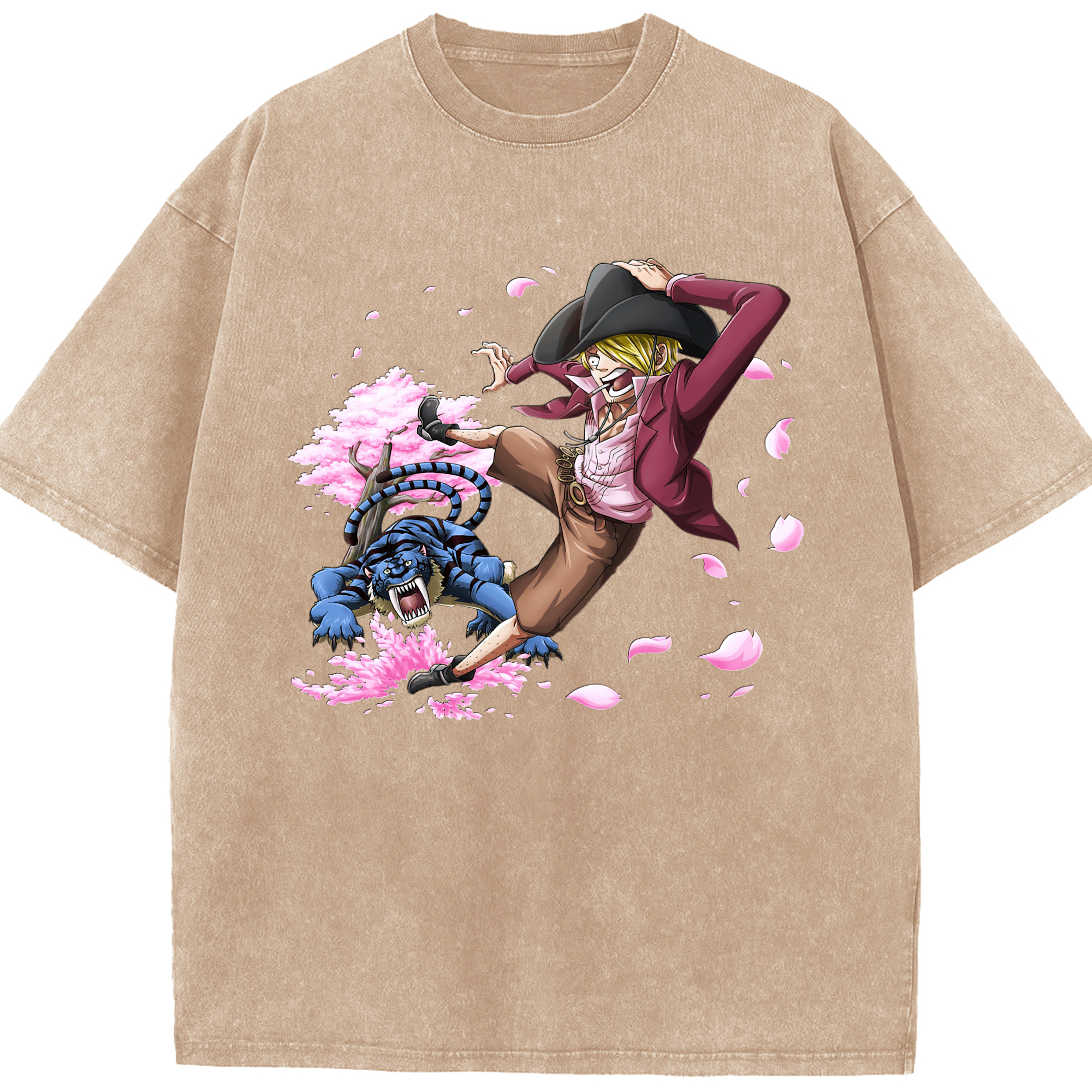 （画像用） ワンピース サンジ ONE PIECE Sanji 綿100% ヴィンテージ風 半袖Tシャツ（フロントプリント）