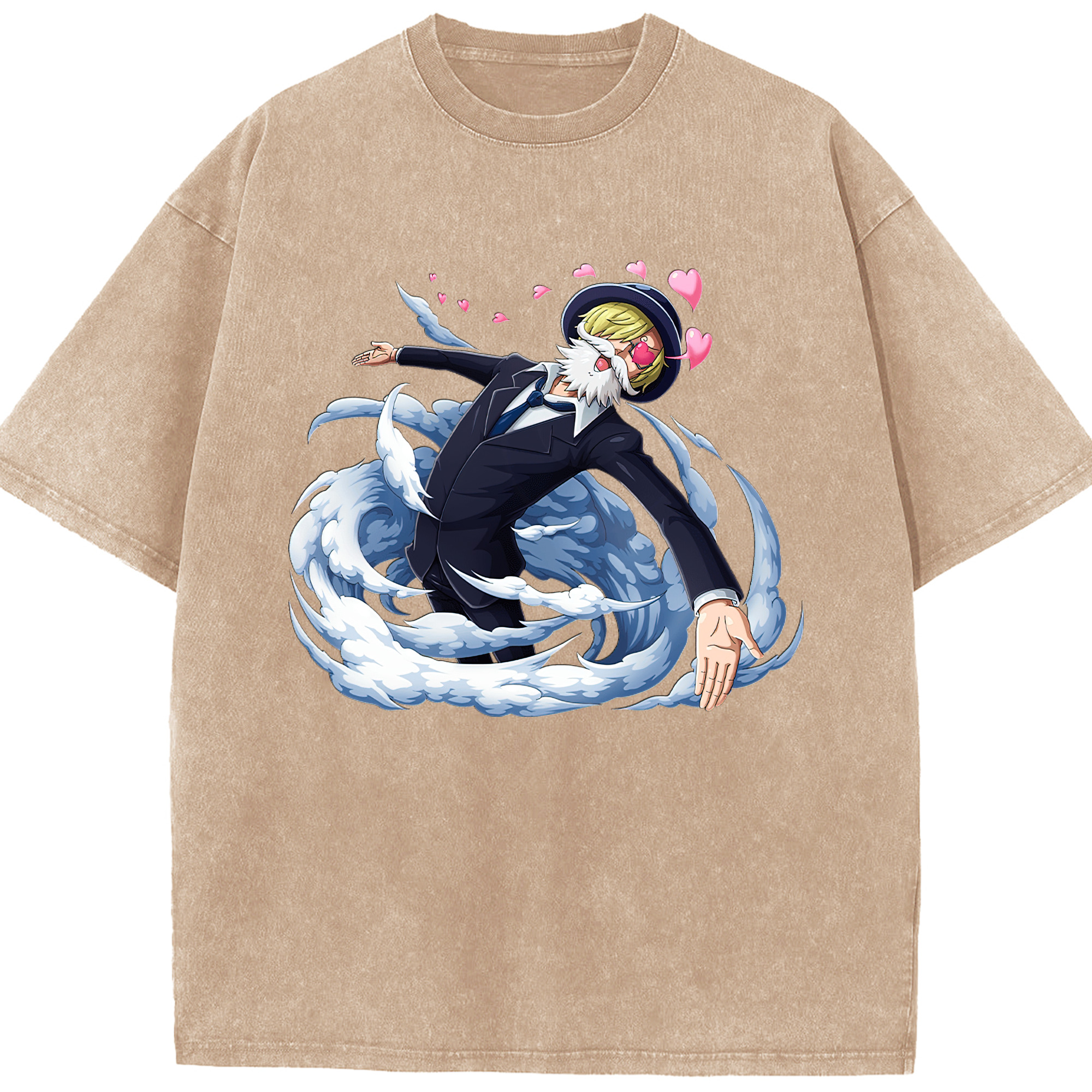 （画像用） ワンピース サンジ ONE PIECE Sanji 綿100% ヴィンテージ風 半袖Tシャツ（フロントプリント）