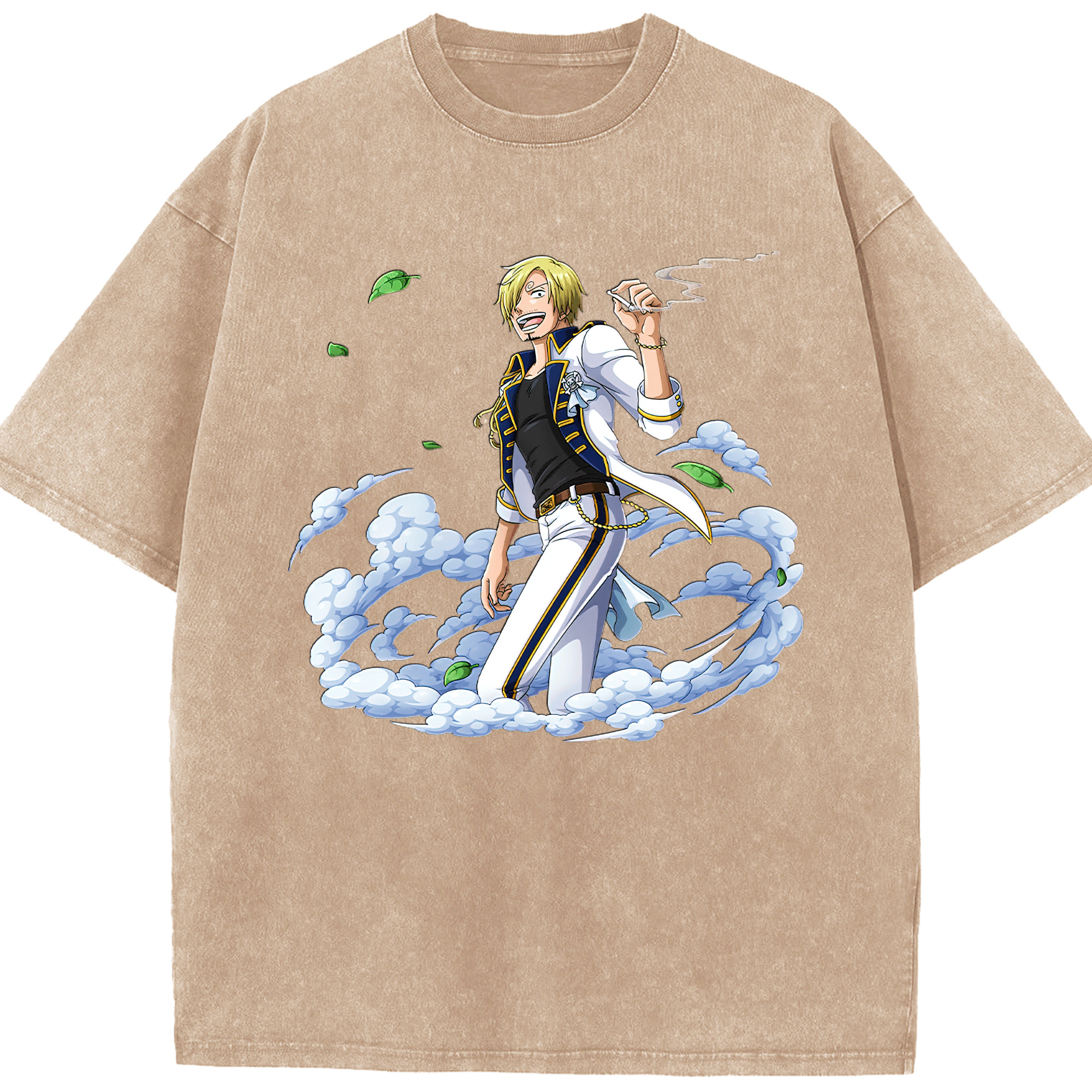（画像用） ワンピース サンジ ONE PIECE Sanji 綿100% ヴィンテージ風 半袖Tシャツ（フロントプリント）