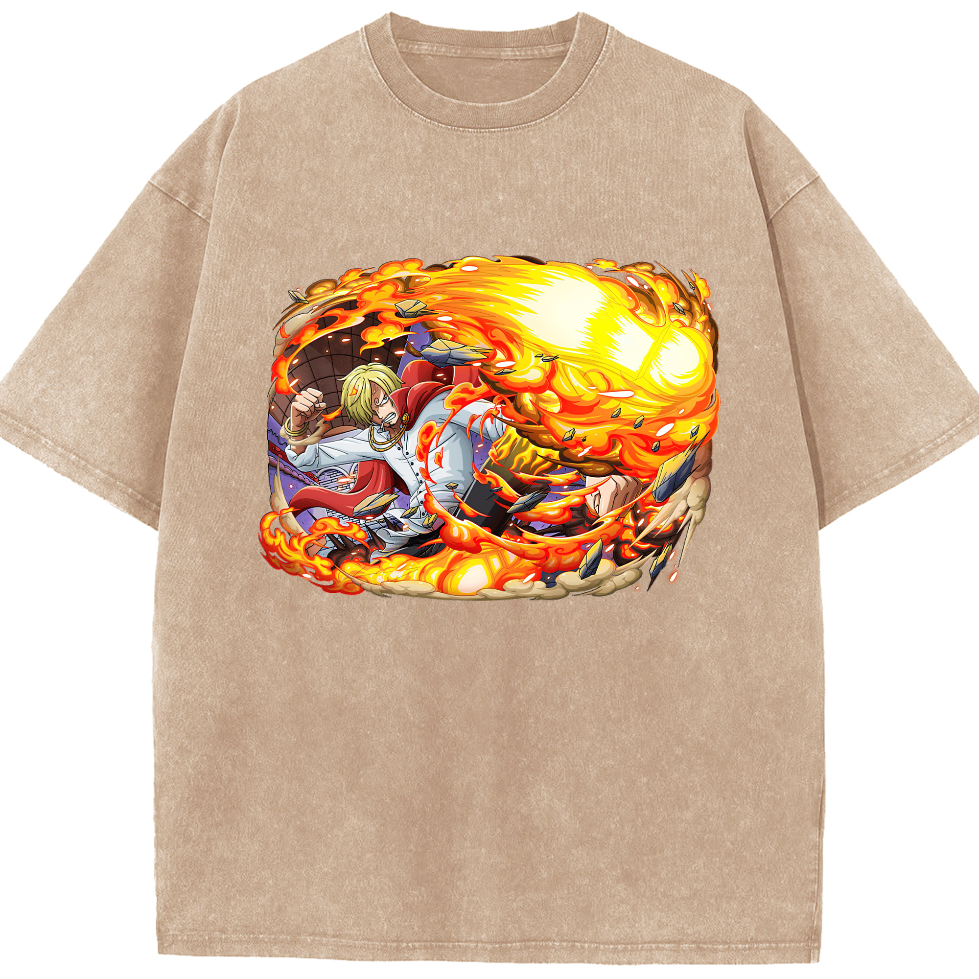 ワンピース サンジ ONE PIECE Sanji 綿100% ヴィンテージ風 半袖Tシャツ（フロントプリント）