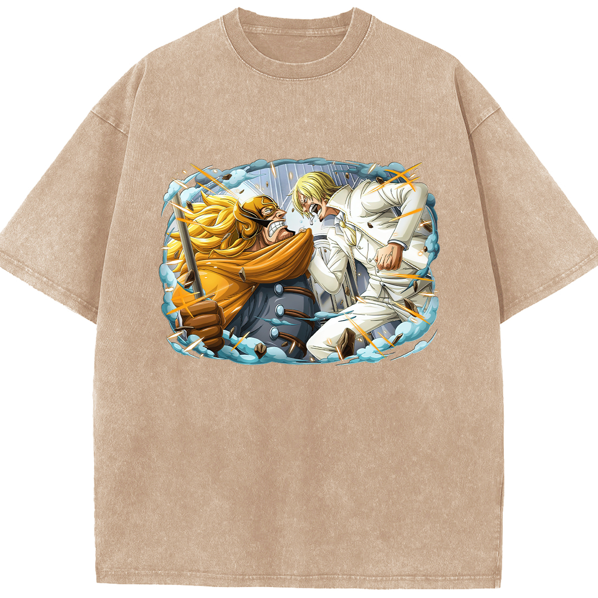 ワンピース サンジ ONE PIECE Sanji 綿100% ヴィンテージ風 半袖Tシャツ（フロントプリント）