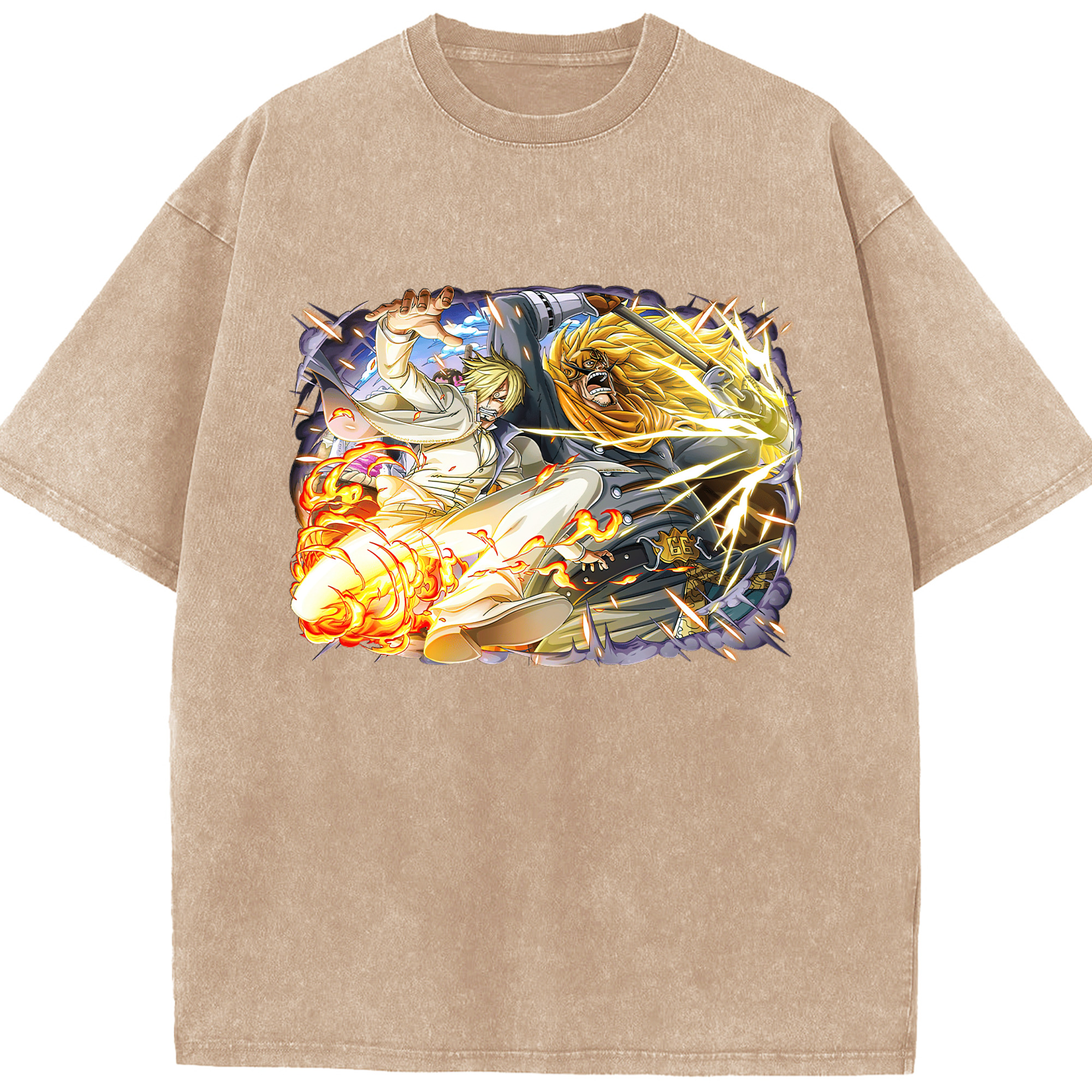 （画像用） ワンピース サンジ ONE PIECE Sanji 綿100% ヴィンテージ風 半袖Tシャツ（フロントプリント）