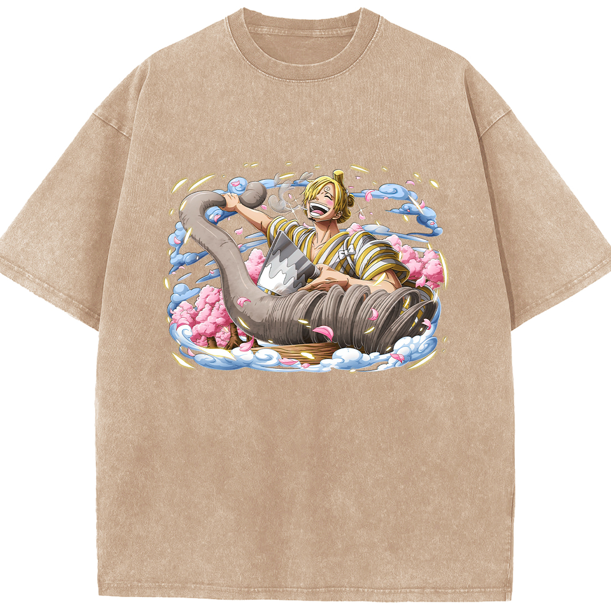 ワンピース サンジ ONE PIECE Sanji 綿100% ヴィンテージ風 半袖Tシャツ（フロントプリント）