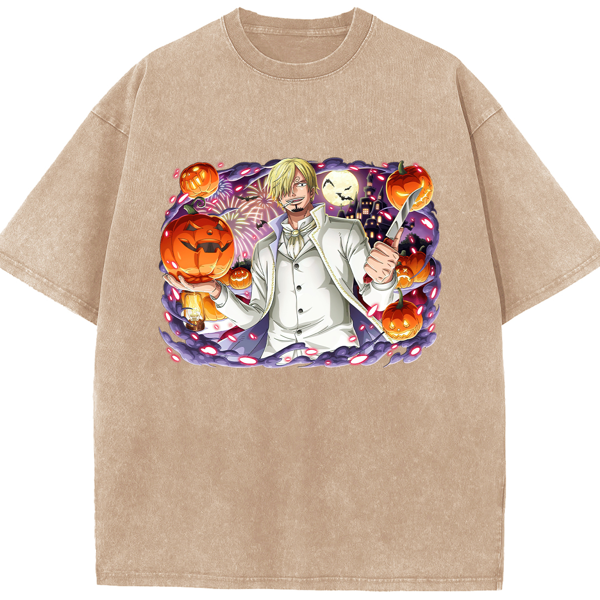 （画像用） ワンピース サンジ ONE PIECE Sanji 綿100% ヴィンテージ風 半袖Tシャツ（フロントプリント）