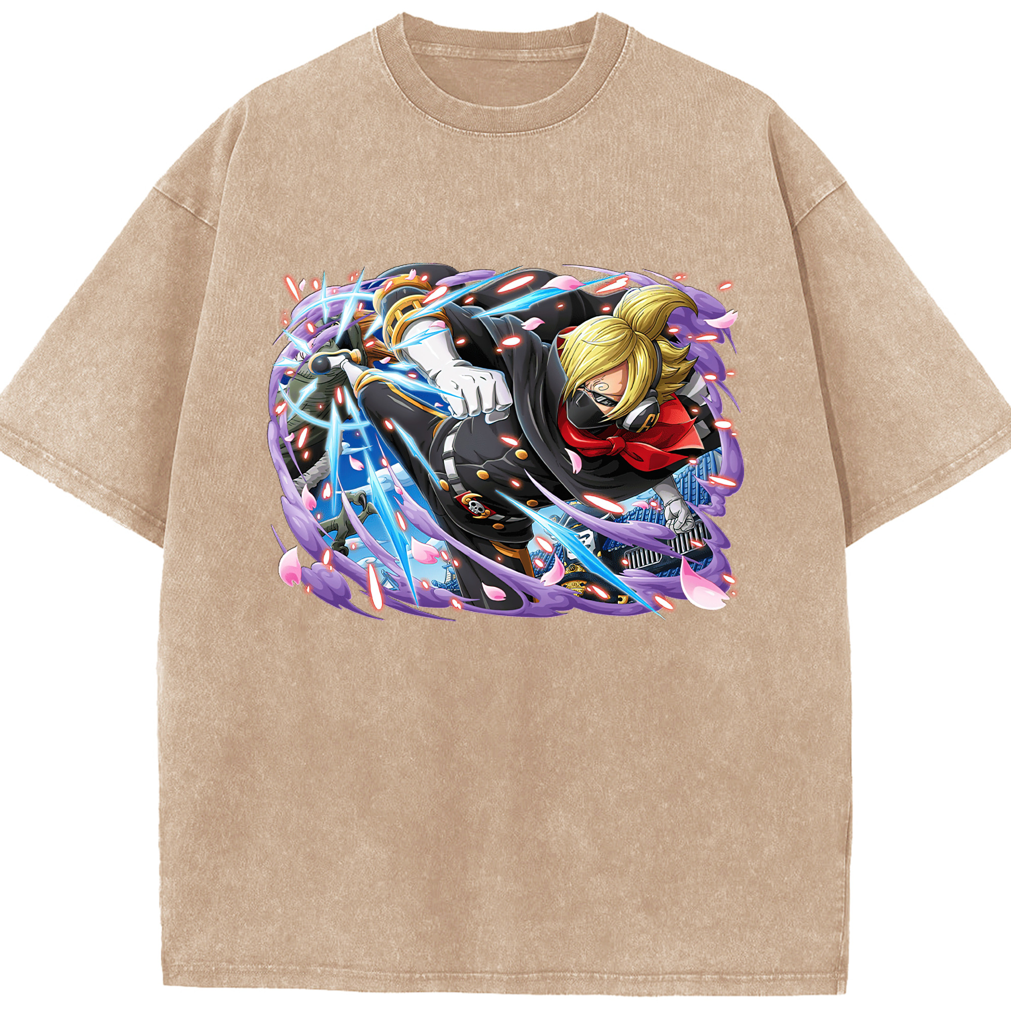 ワンピース サンジ ONE PIECE Sanji 綿100% ヴィンテージ風 半袖Tシャツ（フロントプリント）