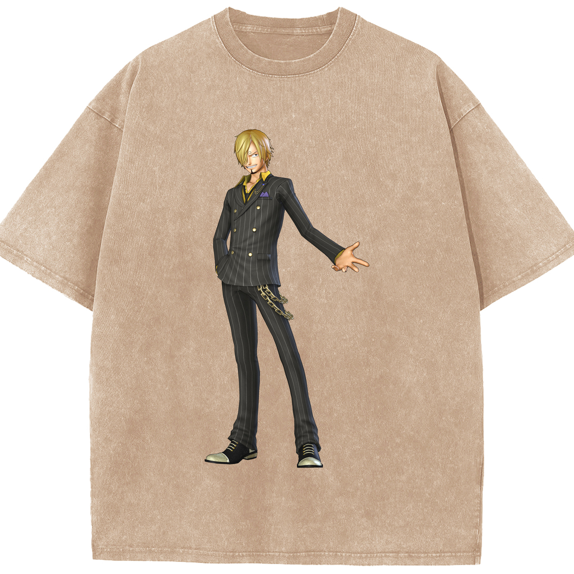 ワンピース サンジ ONE PIECE Sanji 綿100% ヴィンテージ風 半袖Tシャツ（フロントプリント）