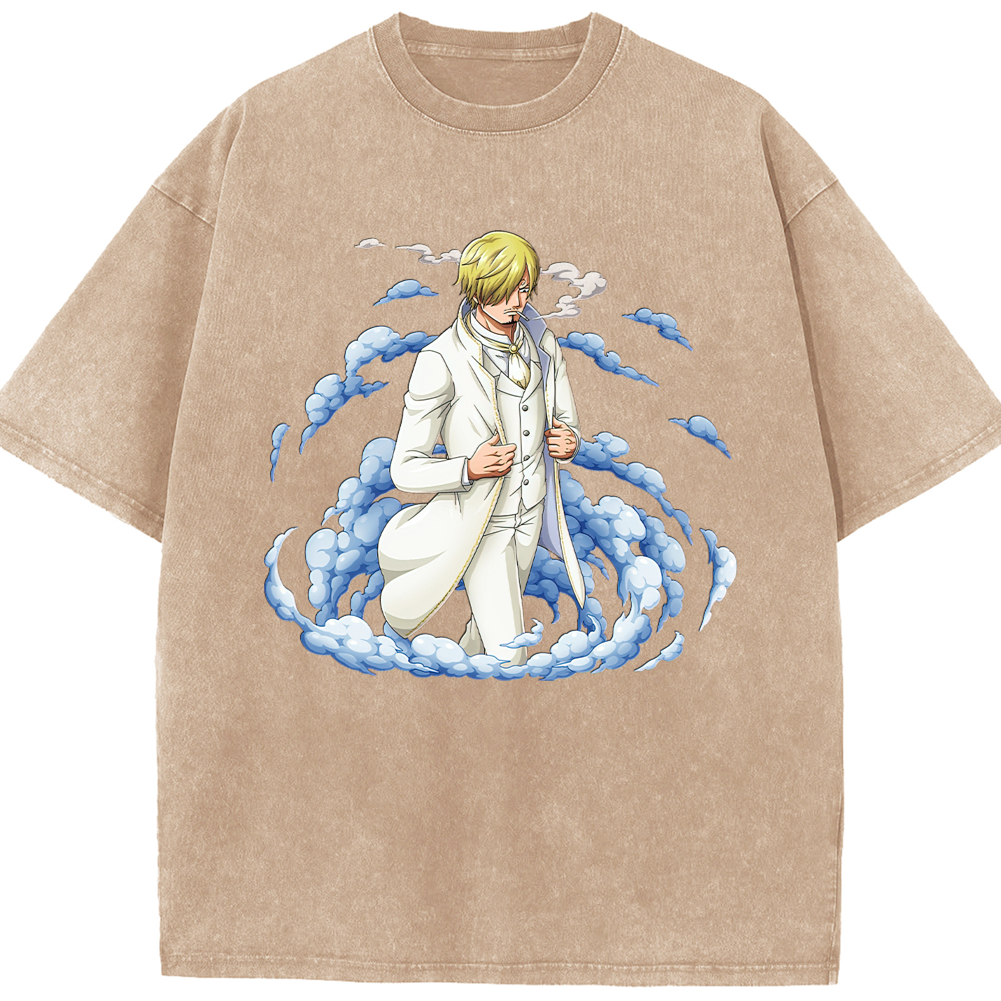 ワンピース サンジ ONE PIECE Sanji 綿100% ヴィンテージ風 半袖Tシャツ（フロントプリント）