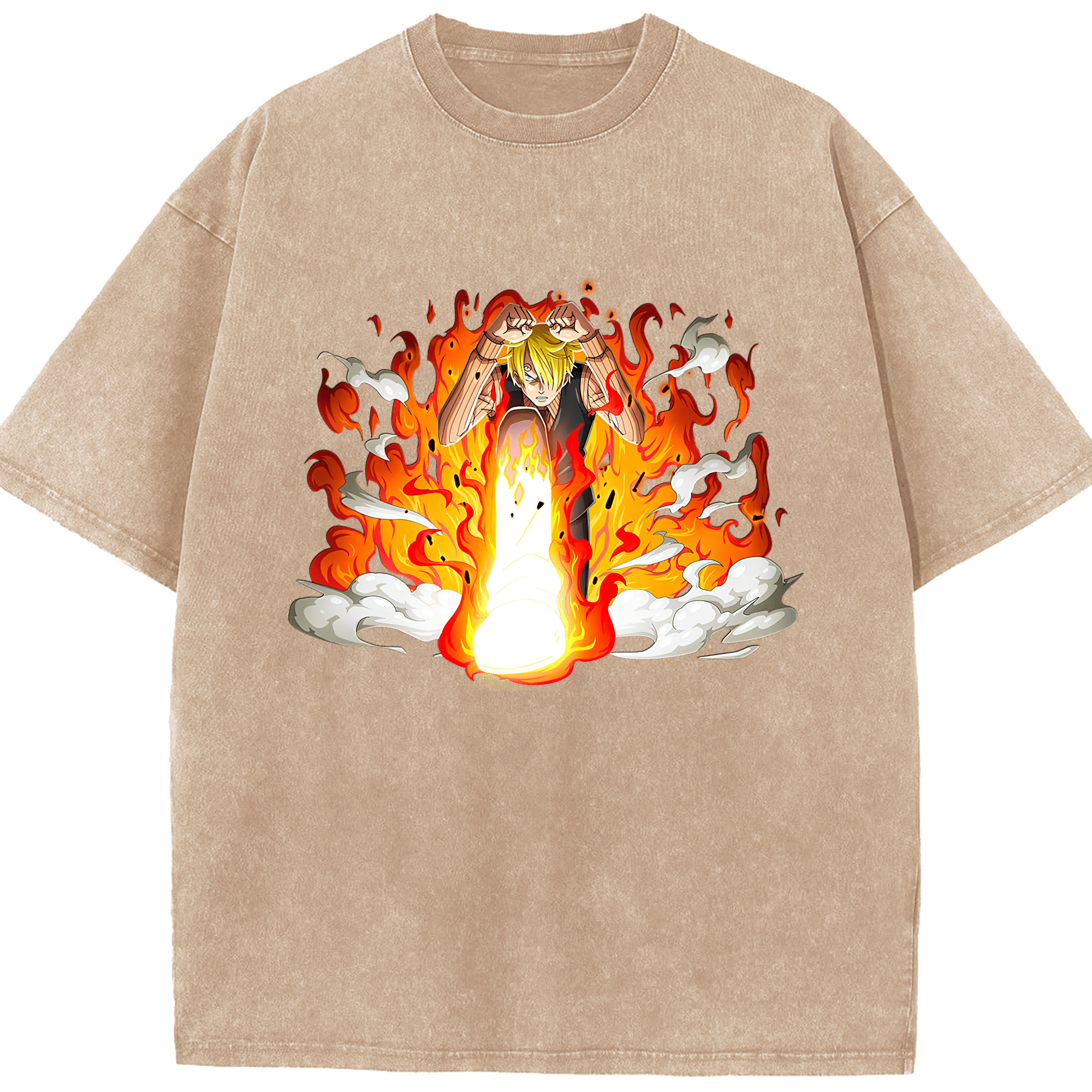 （画像用） ワンピース サンジ ONE PIECE Sanji 綿100% ヴィンテージ風 半袖Tシャツ（フロントプリント）