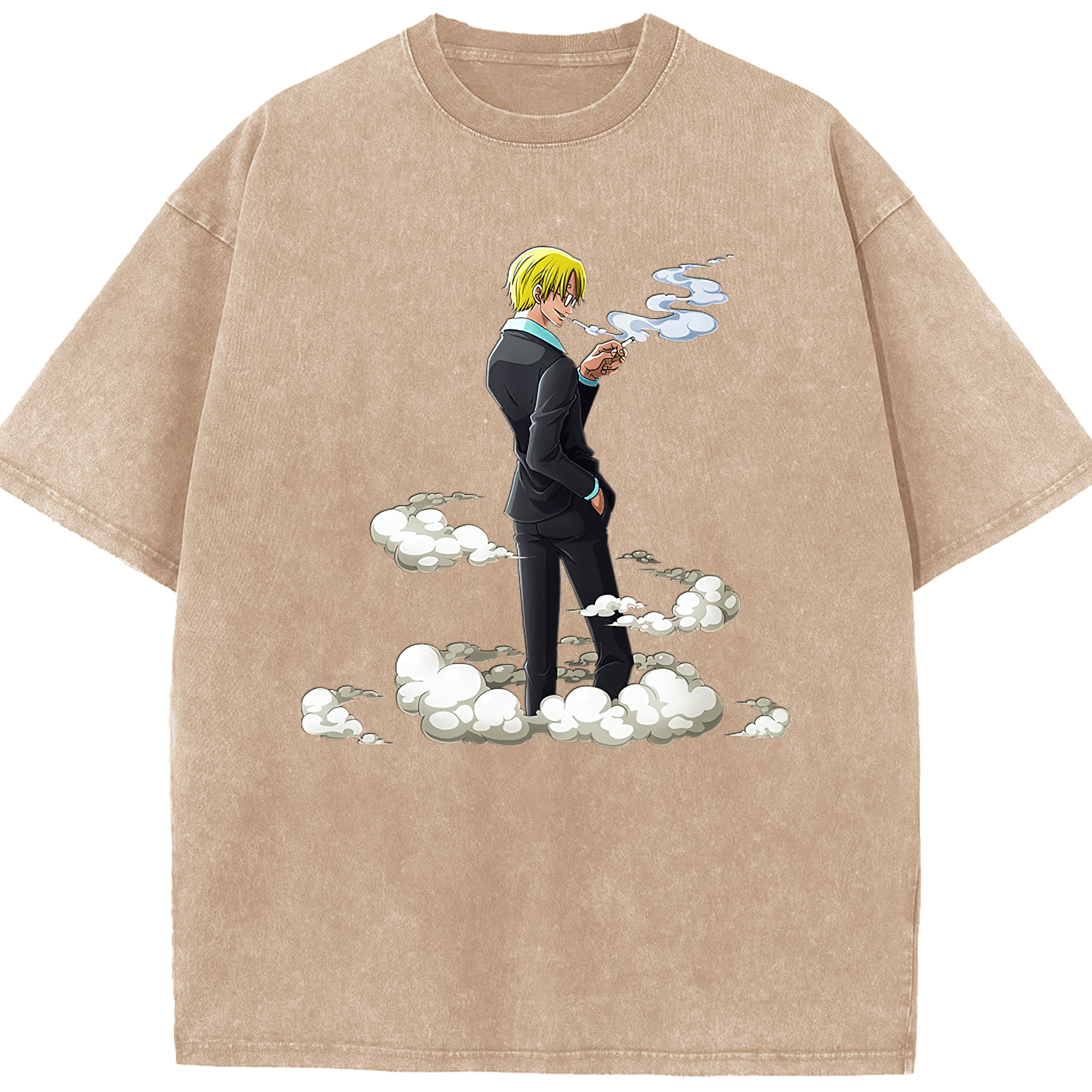 （画像用） ワンピース サンジ ONE PIECE Sanji 綿100% ヴィンテージ風 半袖Tシャツ（フロントプリント）